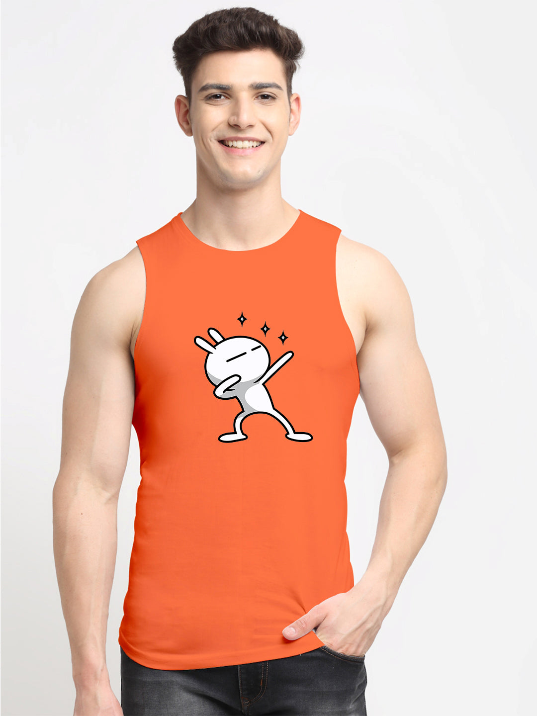 Men's Three Star Round Neck Sports Gym Vest - Friskers