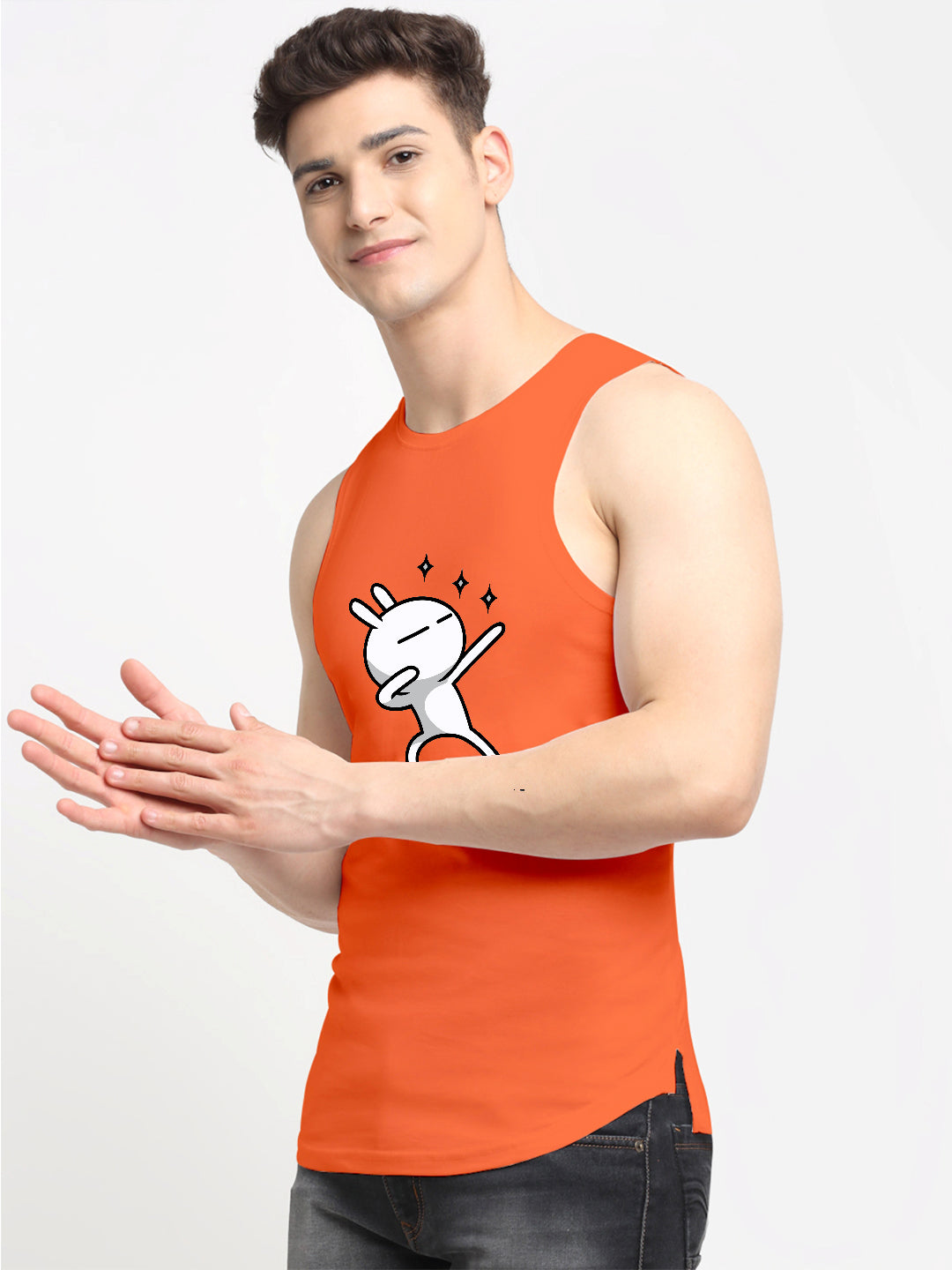 Men's Three Star Round Neck Sports Gym Vest - Friskers
