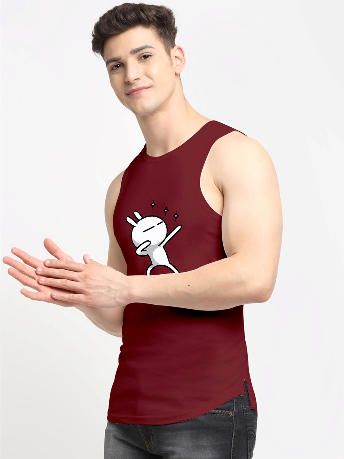 Men's Three Star Round Neck Sports Gym Vest - Friskers