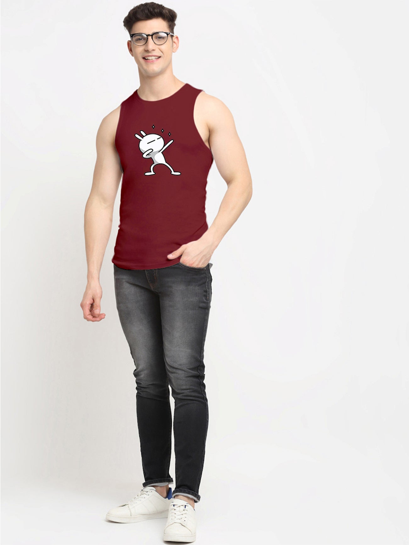 Men's Three Star Round Neck Sports Gym Vest - Friskers