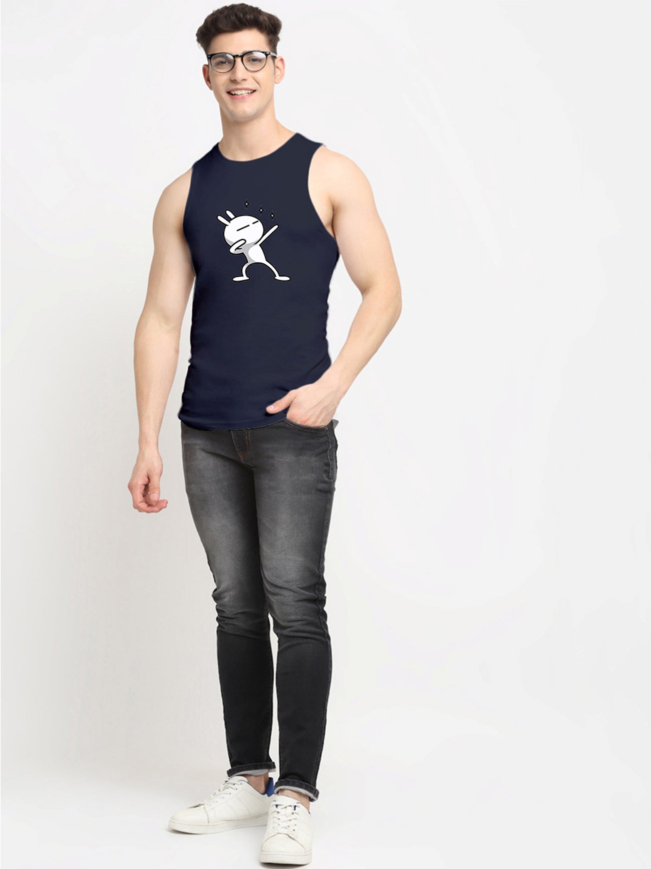 Men's Three Star Round Neck Sports Gym Vest - Friskers