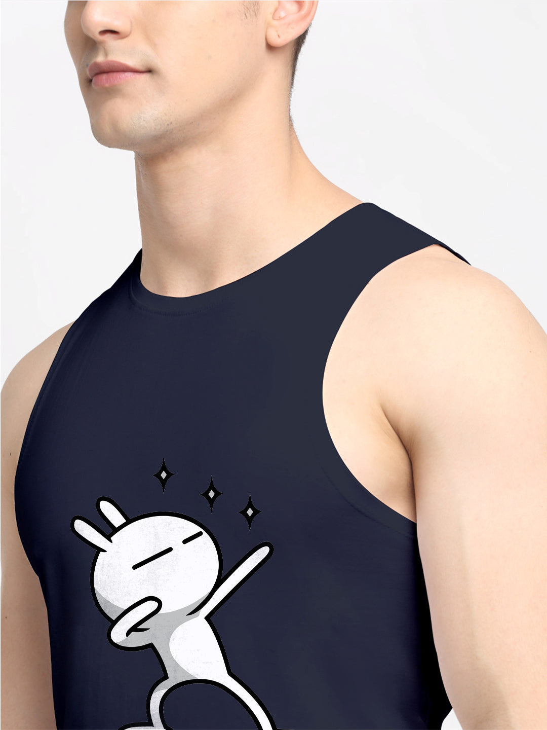 Men's Three Star Round Neck Sports Gym Vest - Friskers
