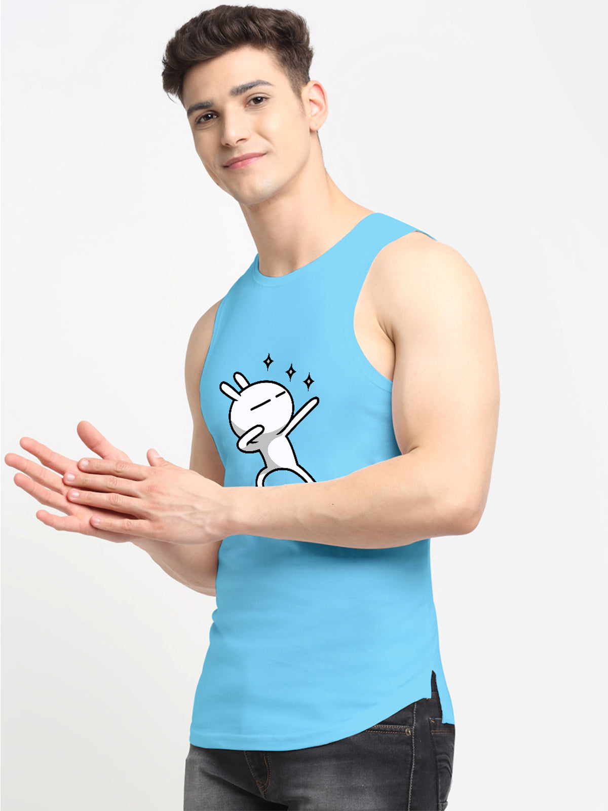 Men's Three Star Round Neck Sports Gym Vest - Friskers