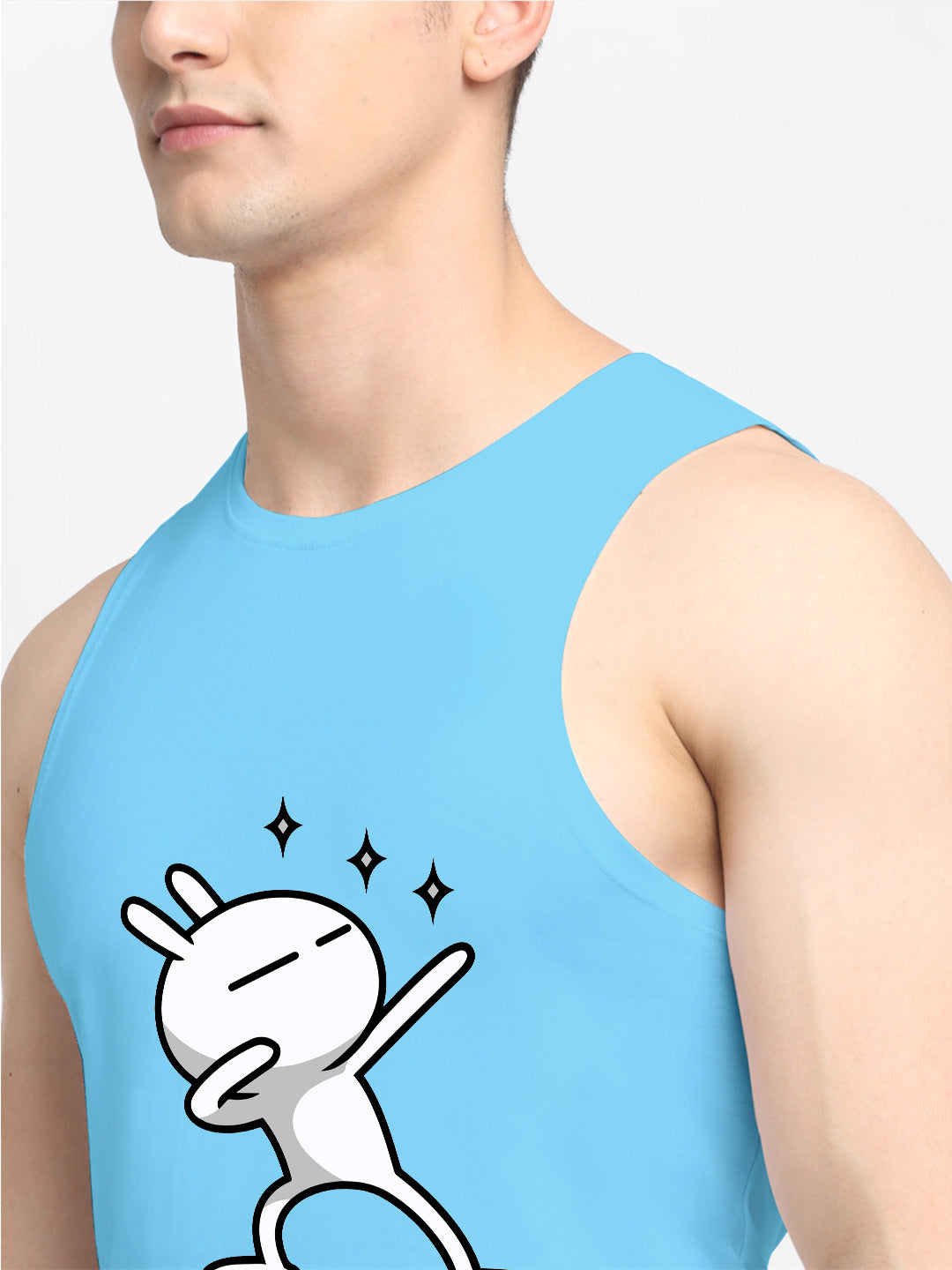 Men's Three Star Round Neck Sports Gym Vest - Friskers