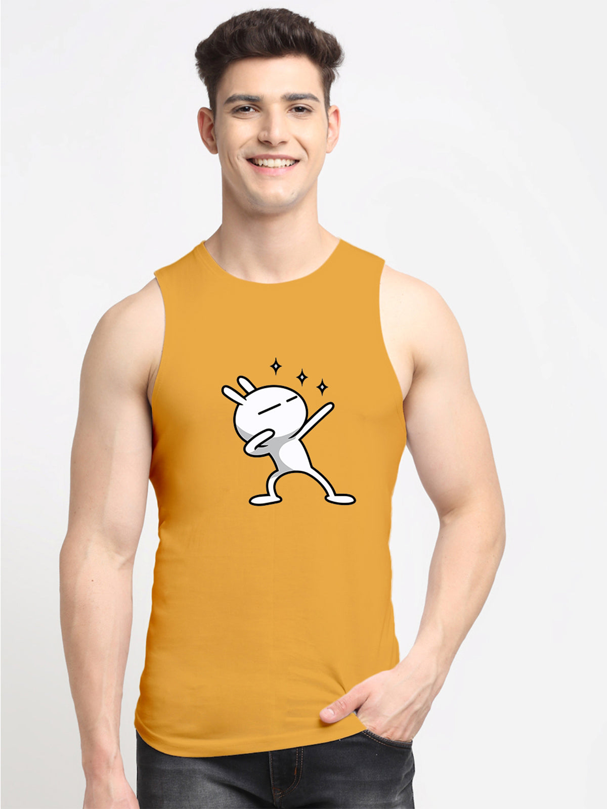 Men's Three Star Round Neck Sports Gym Vest - Friskers