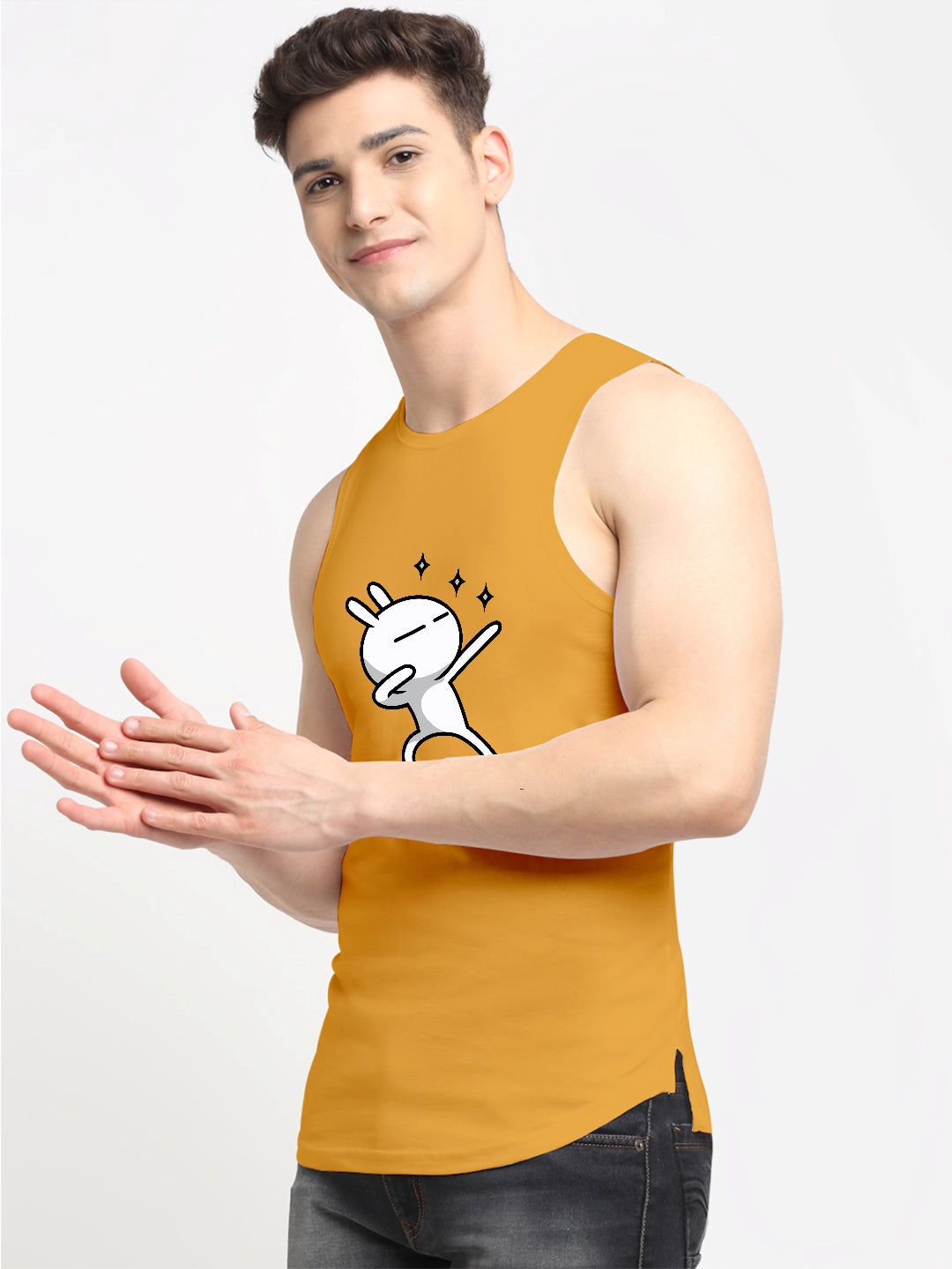 Men's Three Star Round Neck Sports Gym Vest - Friskers