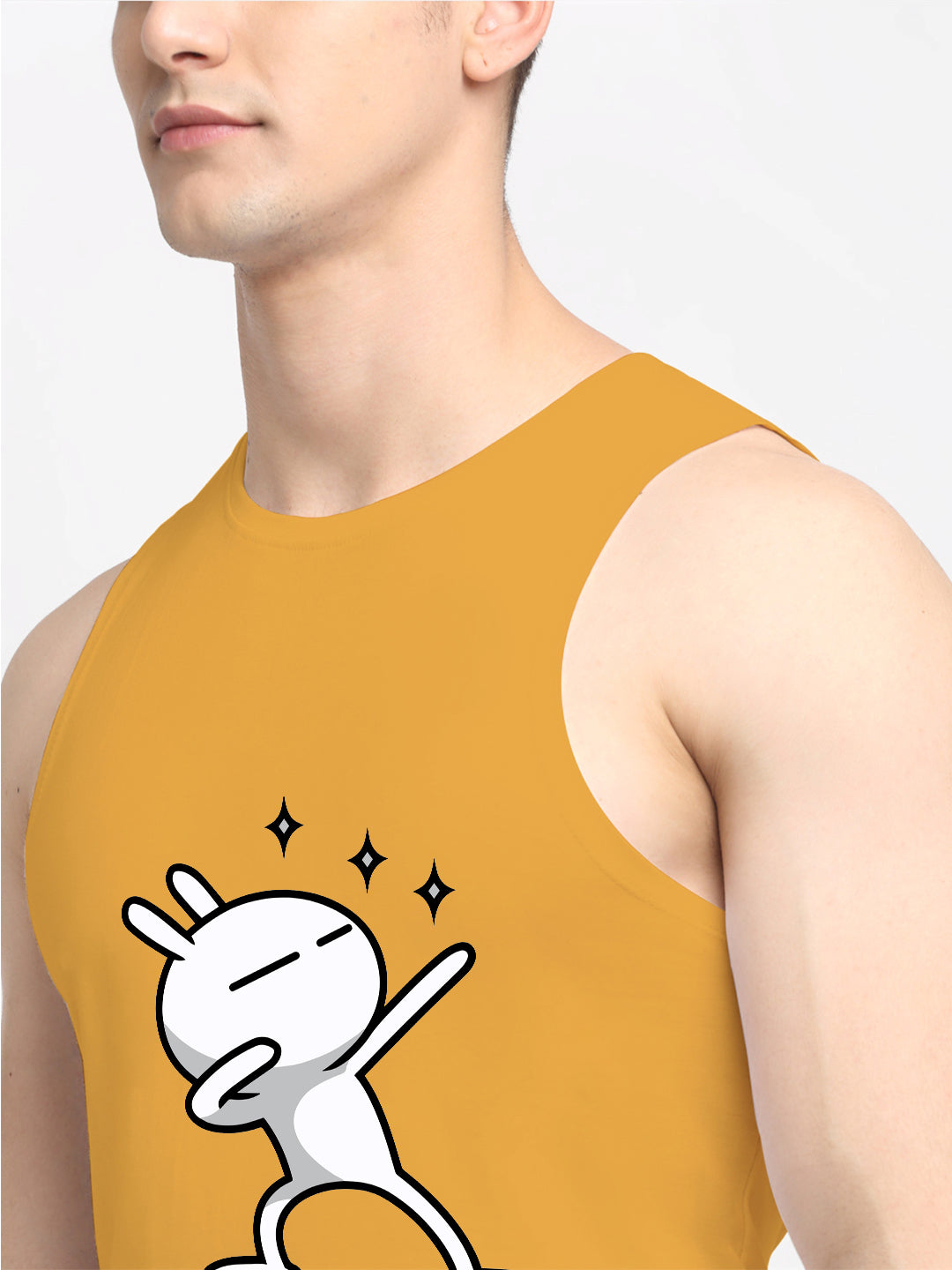 Men's Three Star Round Neck Sports Gym Vest - Friskers