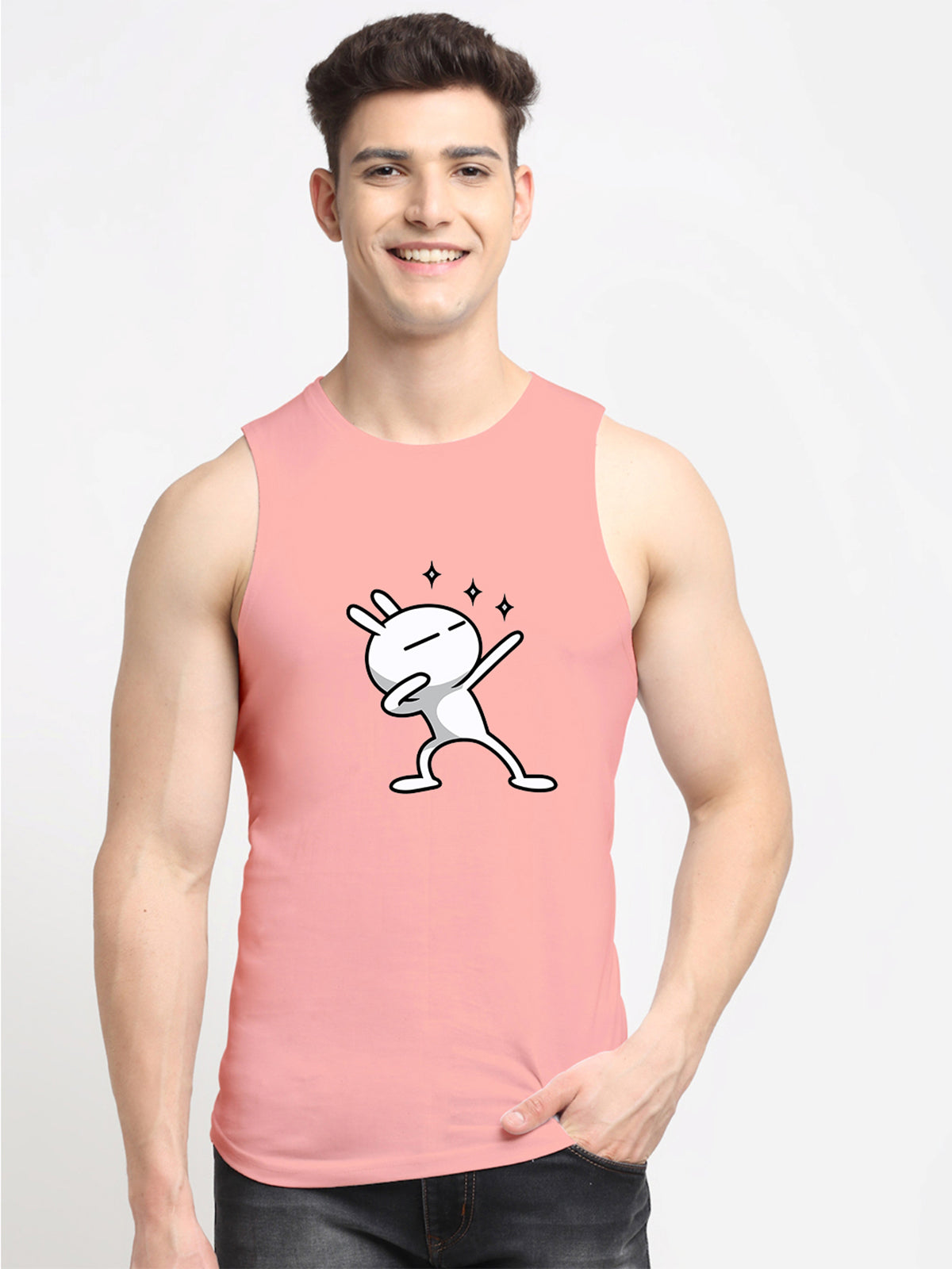 Men's Three Star Round Neck Sports Gym Vest - Friskers