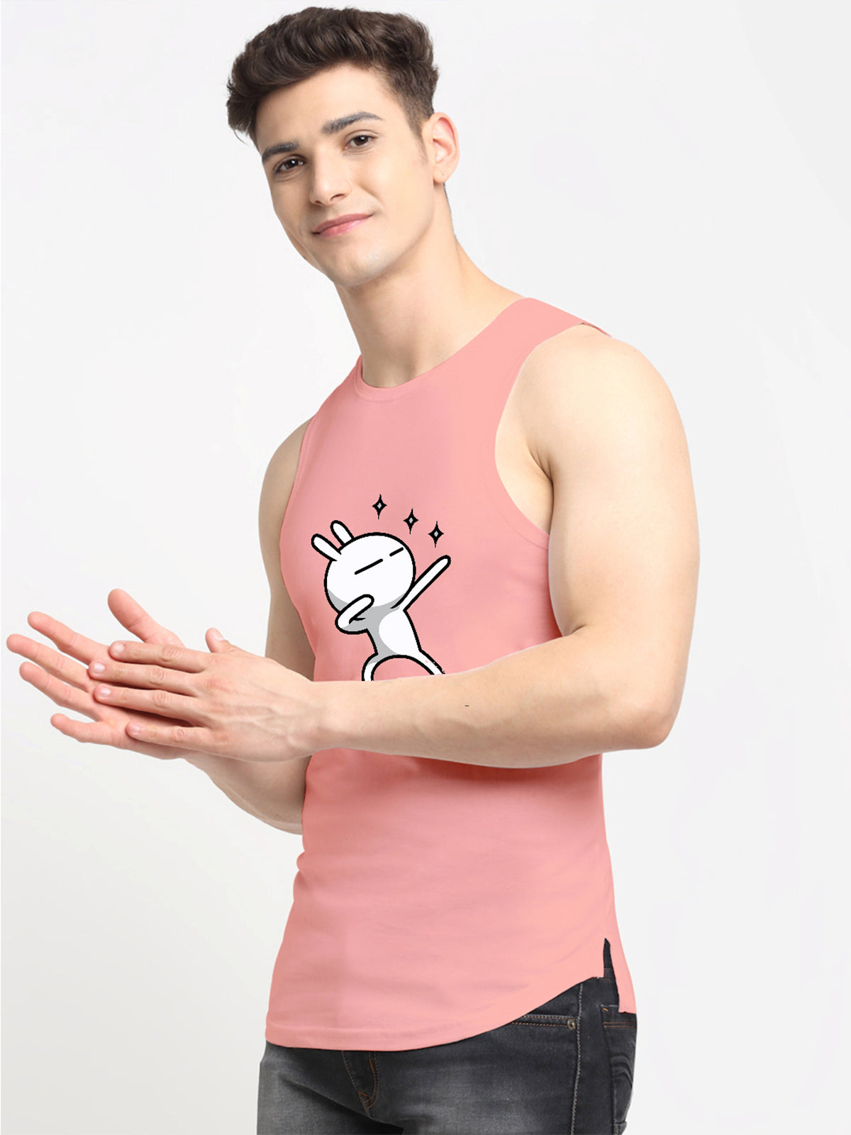Men's Three Star Round Neck Sports Gym Vest - Friskers