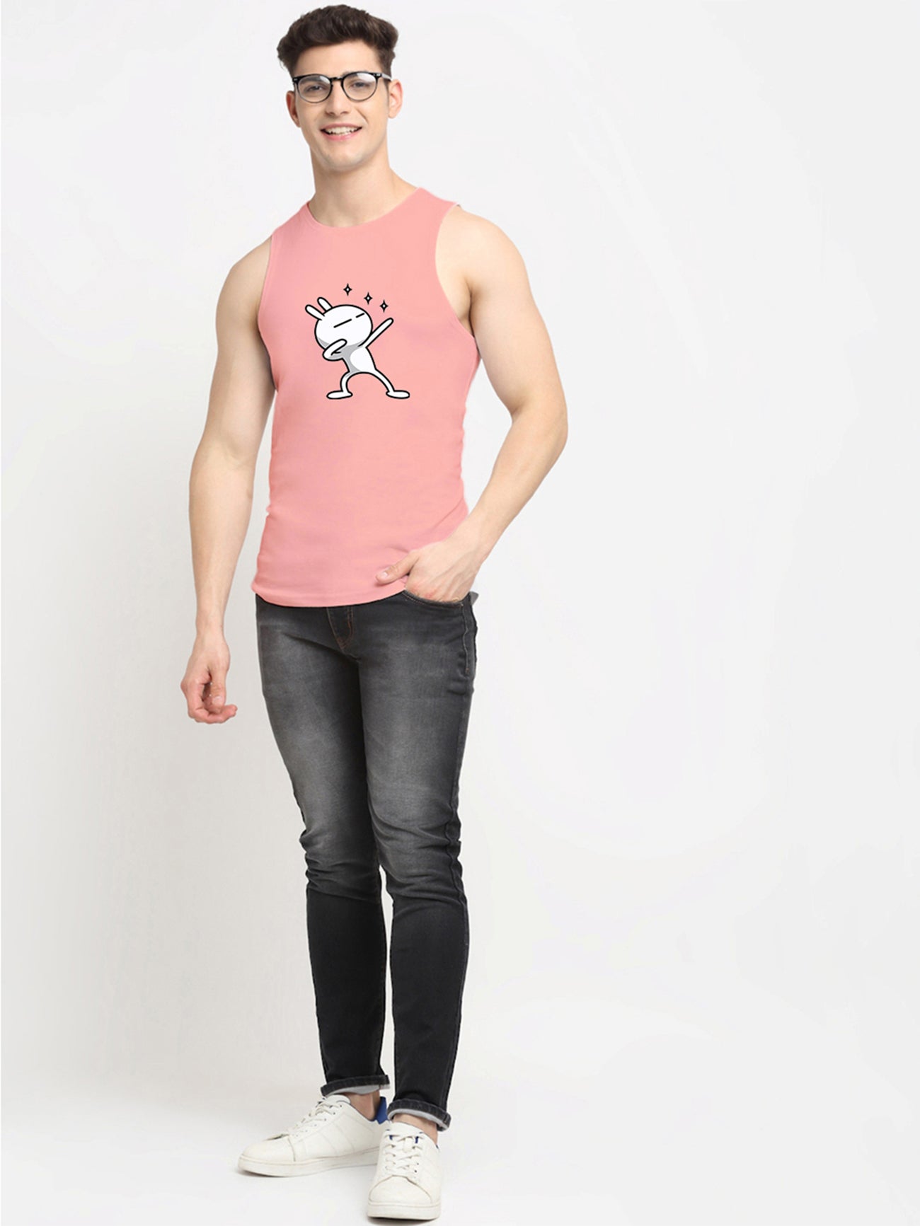 Men's Three Star Round Neck Sports Gym Vest - Friskers