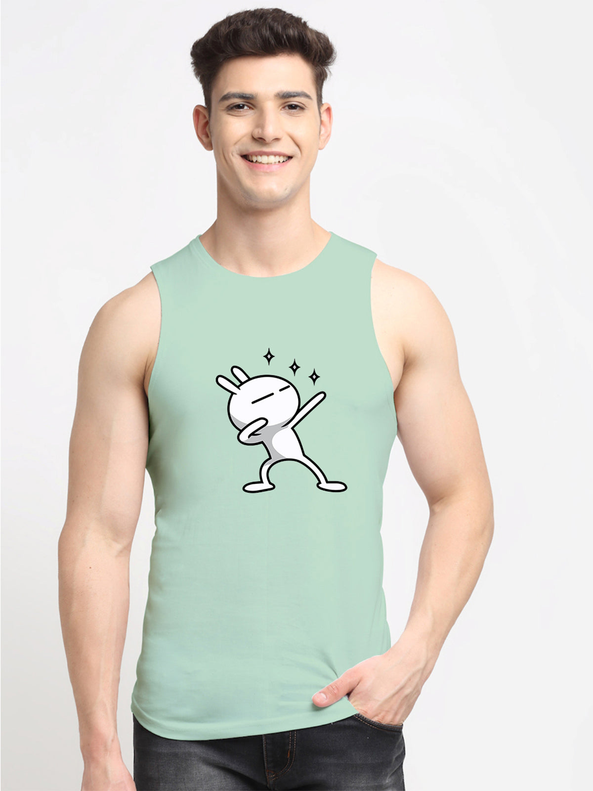 Men's Three Star Round Neck Sports Gym Vest - Friskers