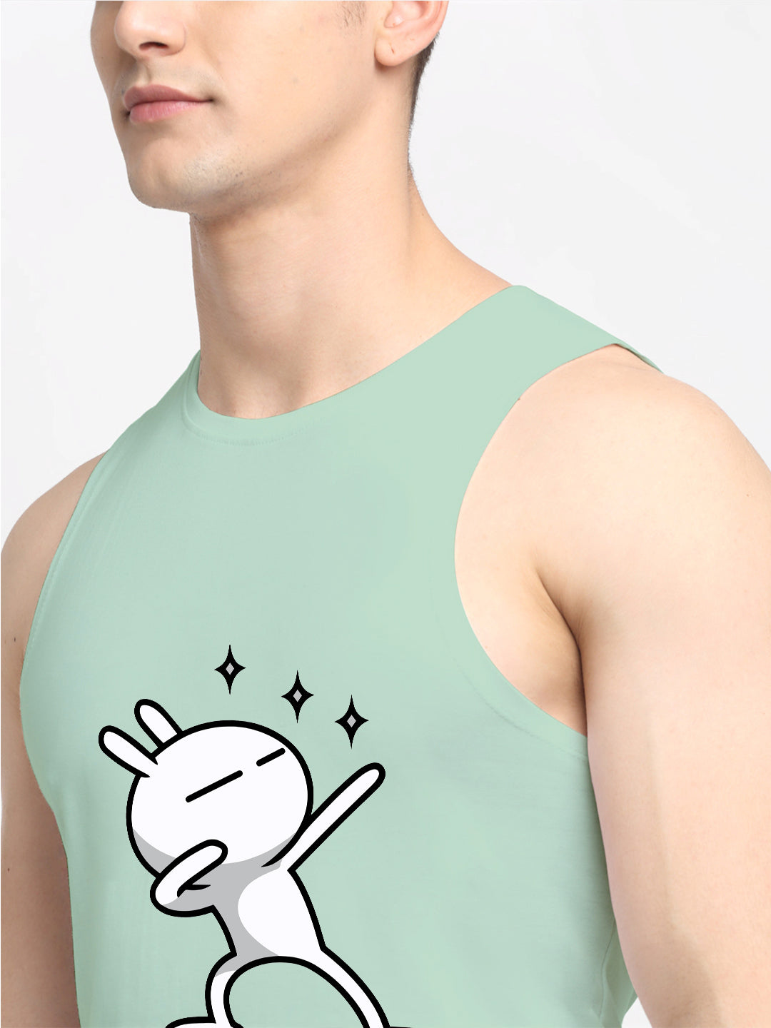 Men's Three Star Round Neck Sports Gym Vest - Friskers