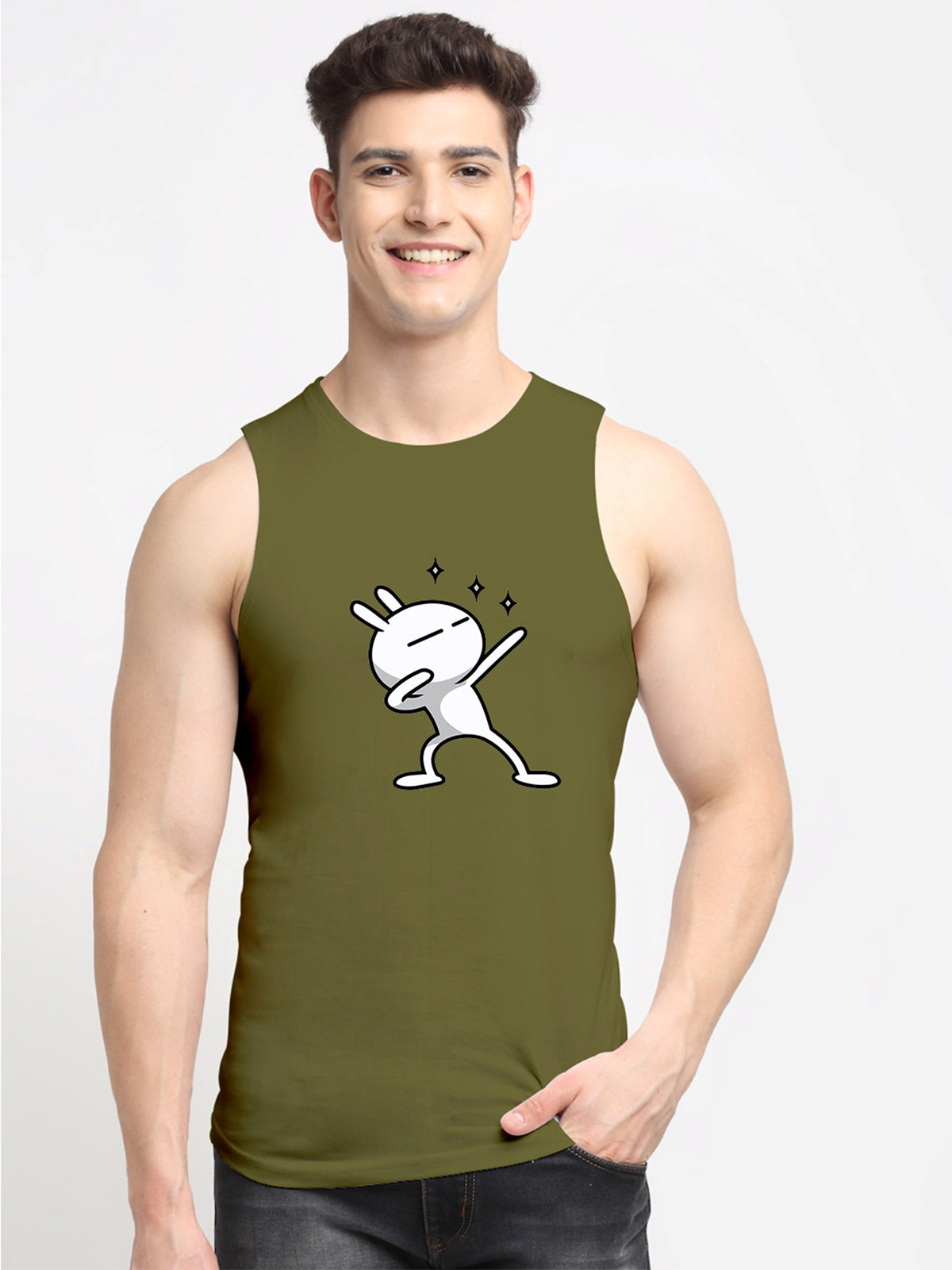 Men's Three Star Round Neck Sports Gym Vest - Friskers
