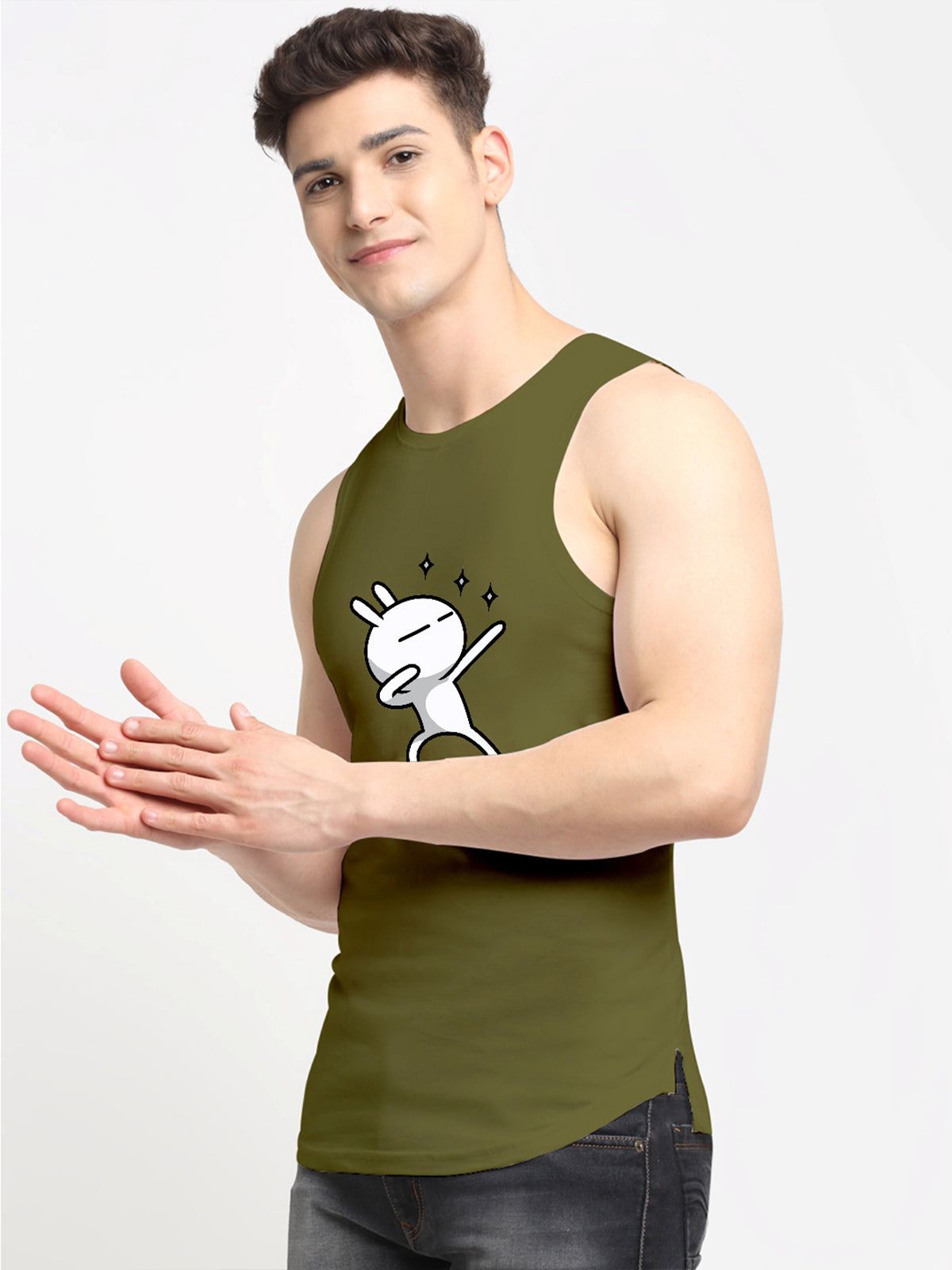 Men's Three Star Round Neck Sports Gym Vest - Friskers