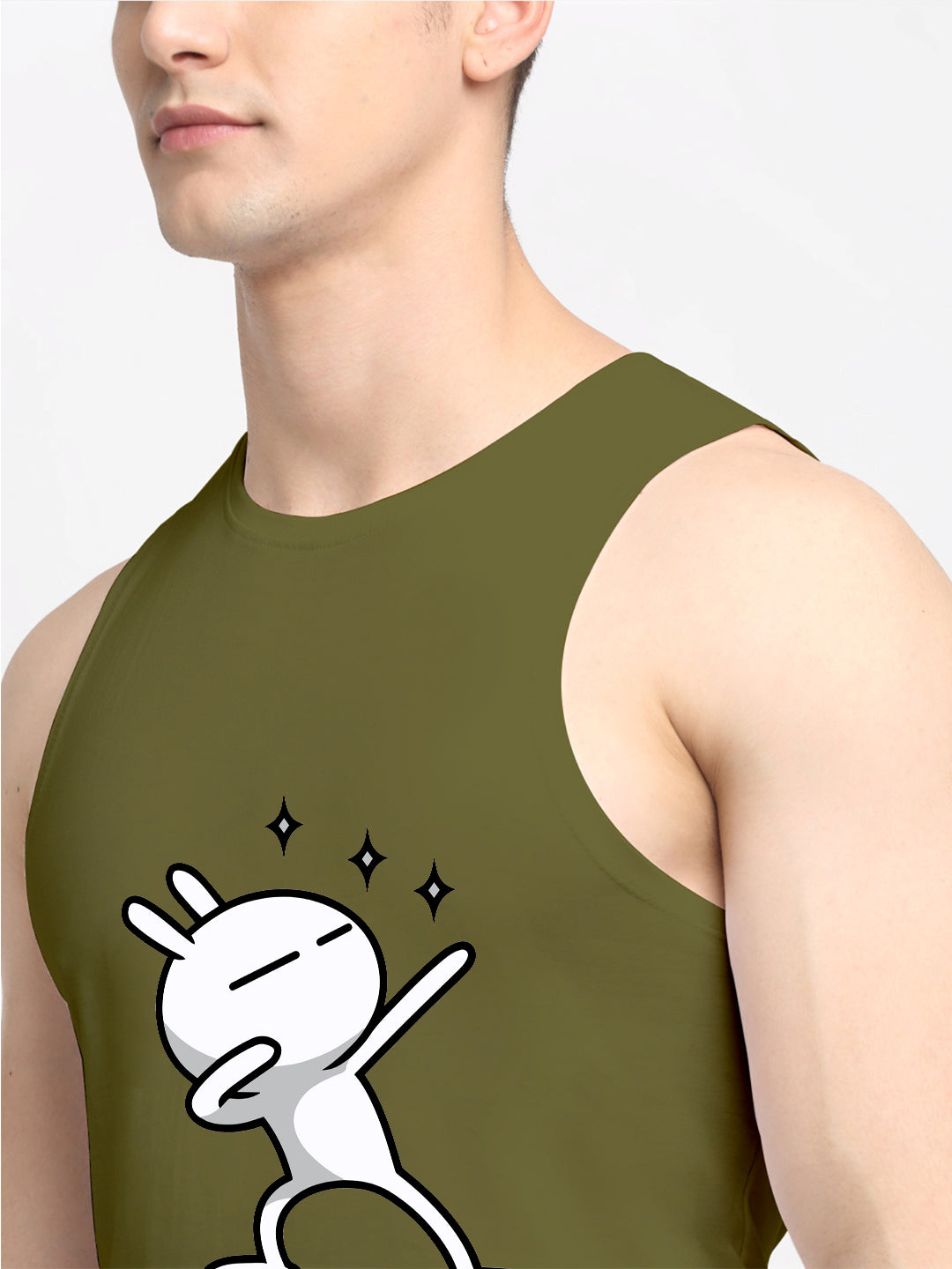 Men's Three Star Round Neck Sports Gym Vest - Friskers