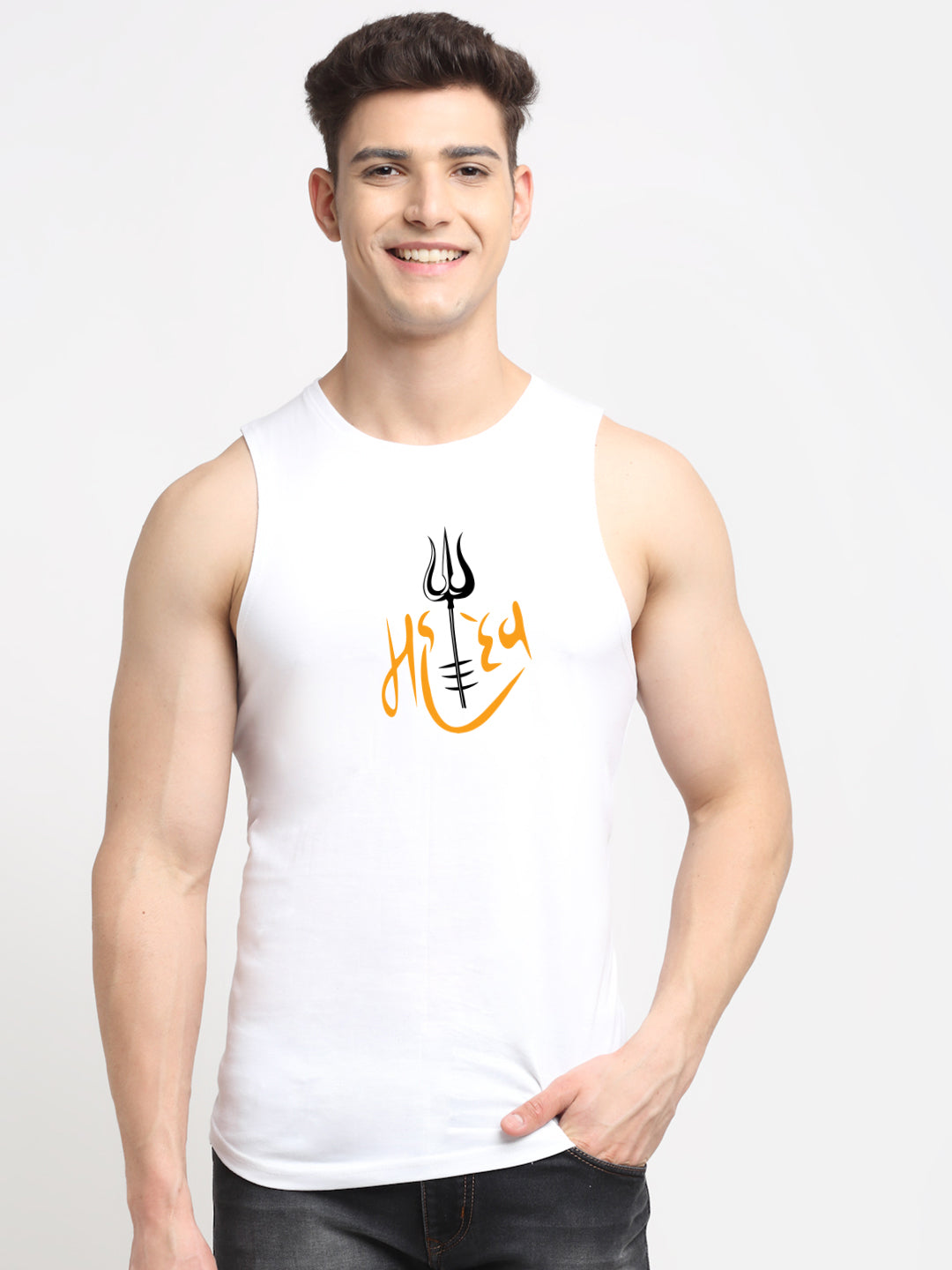 Men's Mahadev Printed Round Neck Gym Vest - Friskers