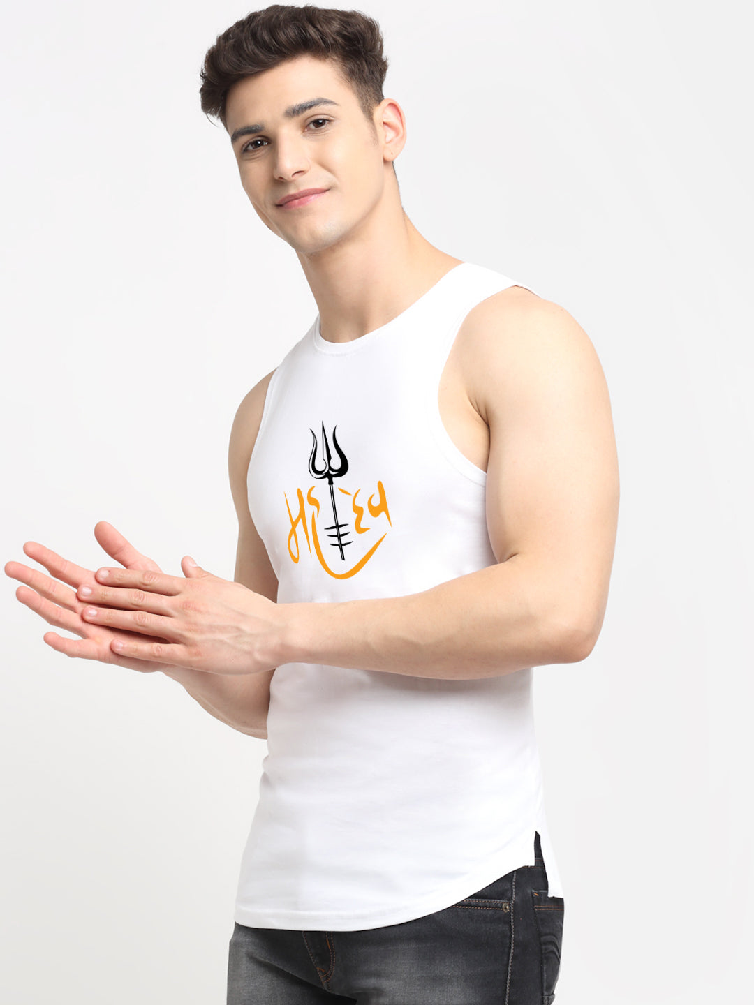 Men's Mahadev Printed Round Neck Gym Vest - Friskers