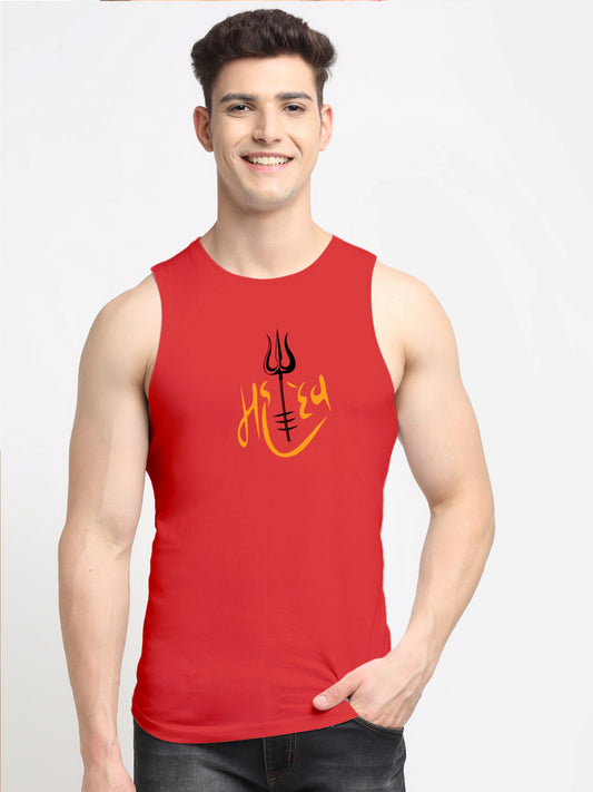 Men's Mahadev Printed Round Neck Gym Vest - Friskers