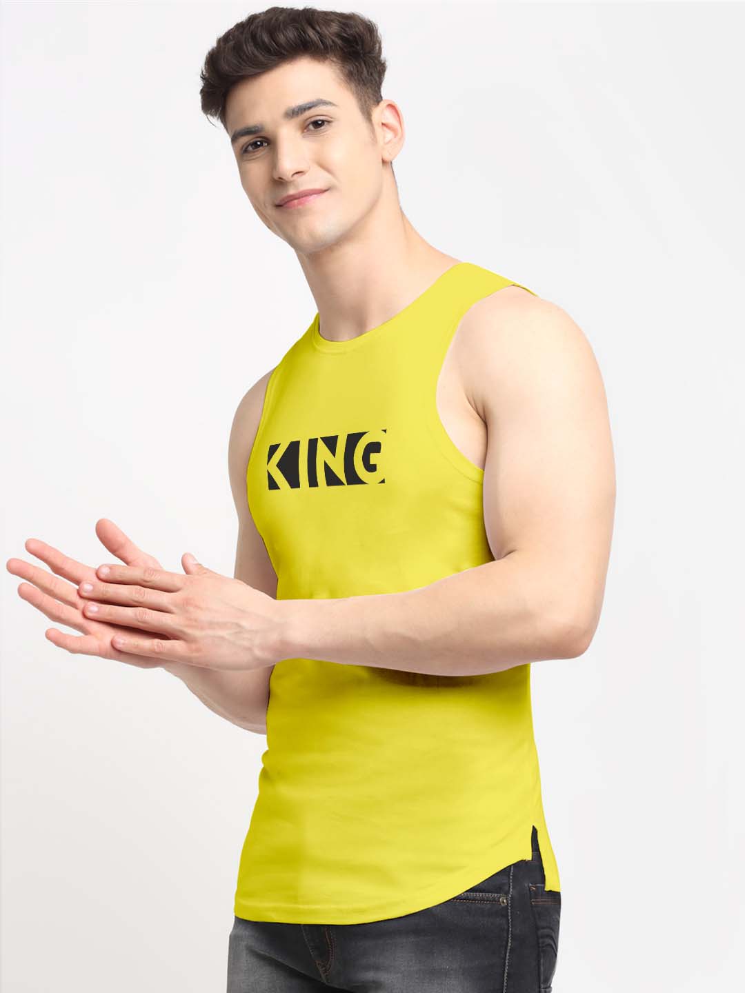 Men King Printed Cotton Gym Vest - Friskers