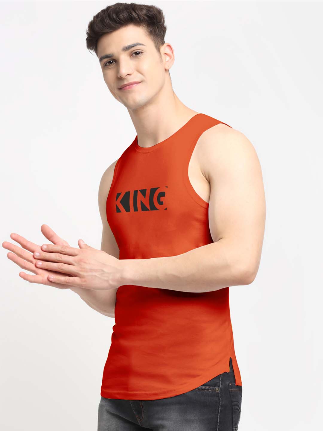 Men King Printed Cotton Gym Vest - Friskers