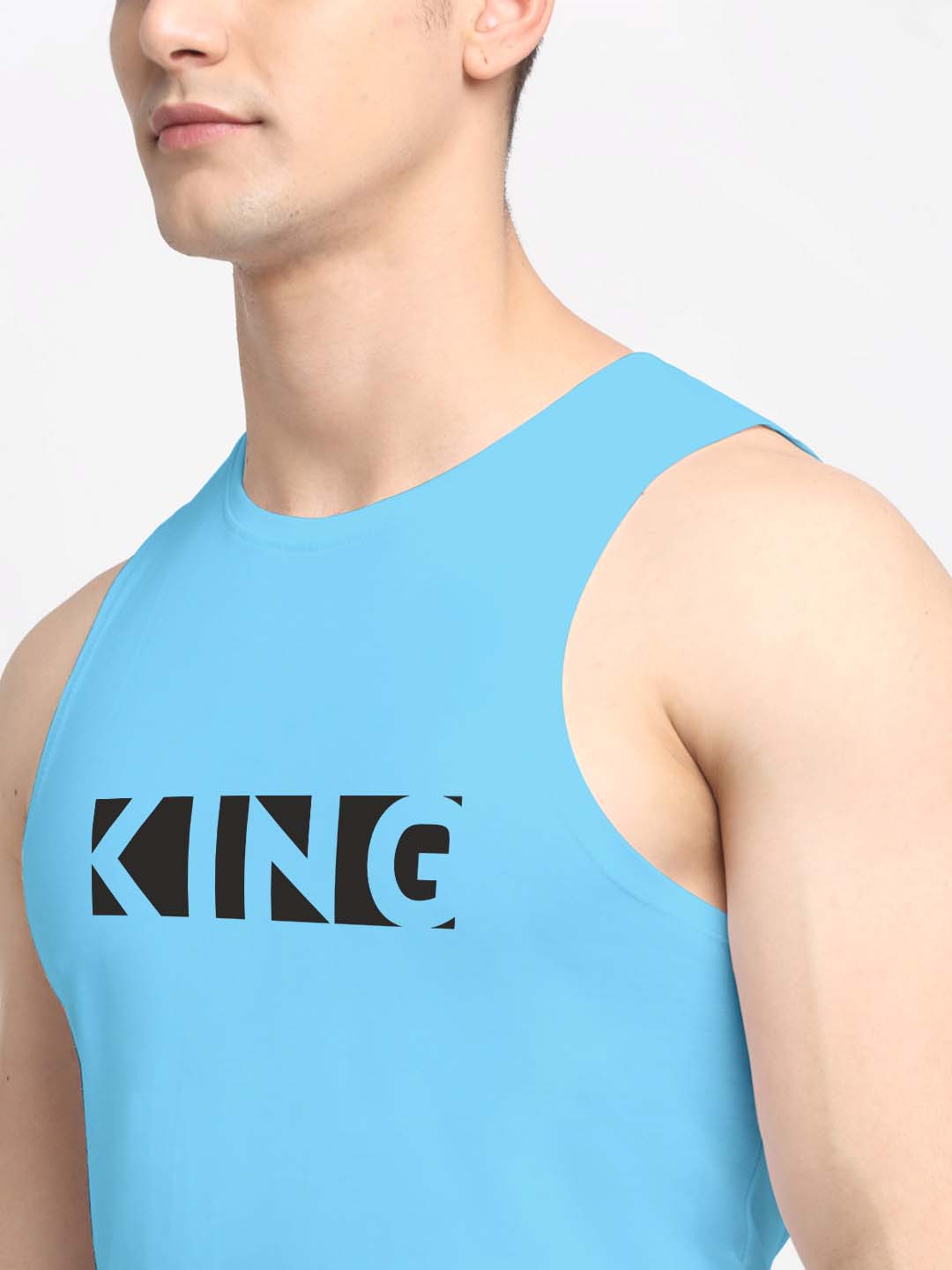 Men King Printed Cotton Gym Vest - Friskers