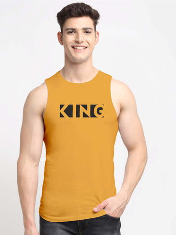 Men King Printed Cotton Gym Vest - Friskers