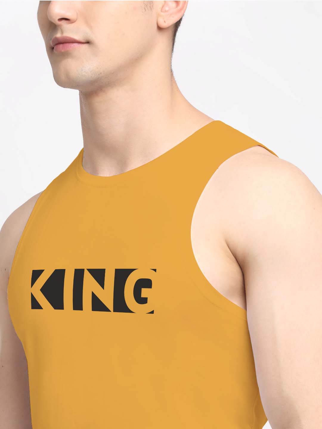 Men King Printed Cotton Gym Vest - Friskers