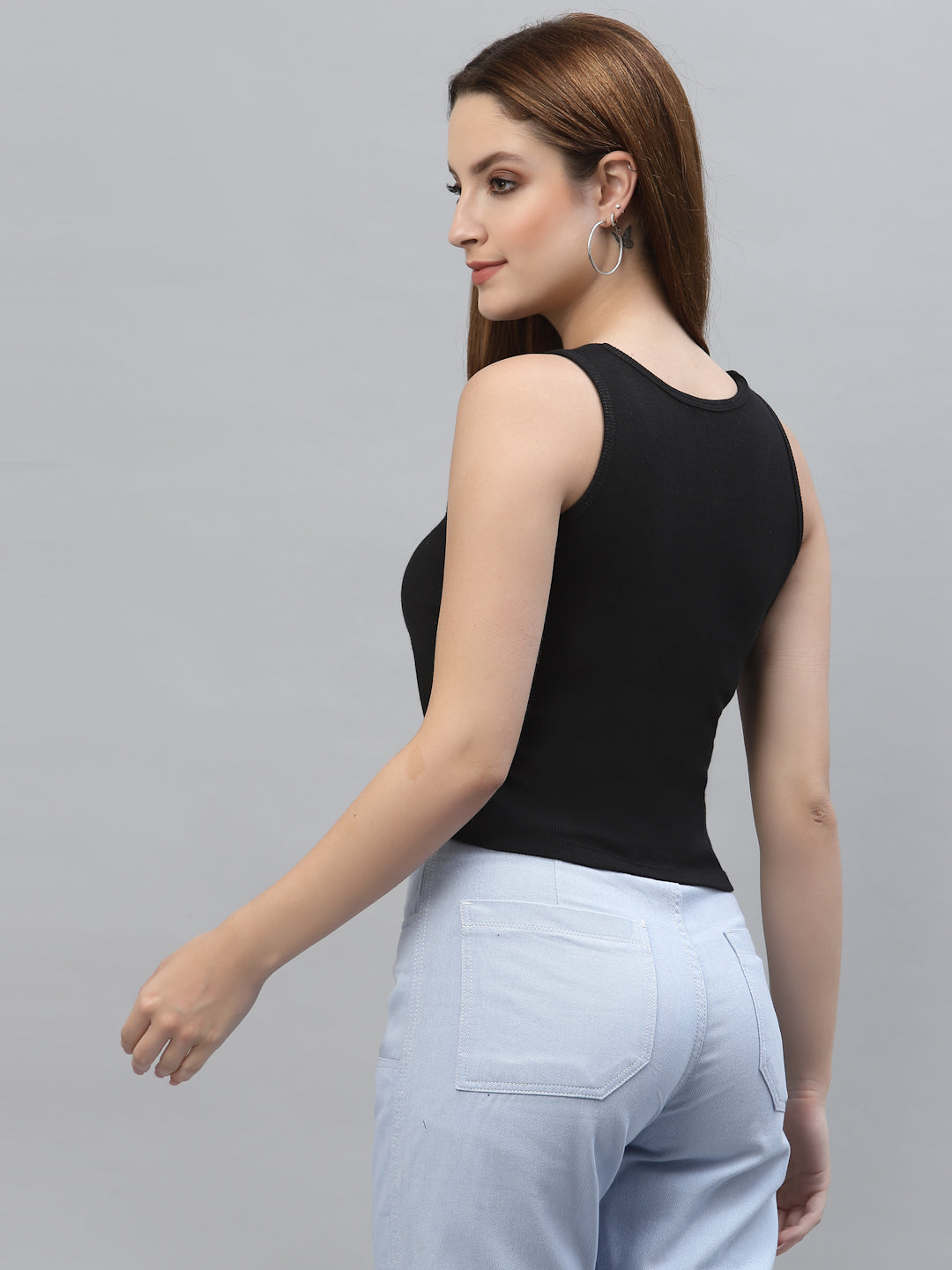 Women Sustainable Pure Cotton Solid Top - Friskers