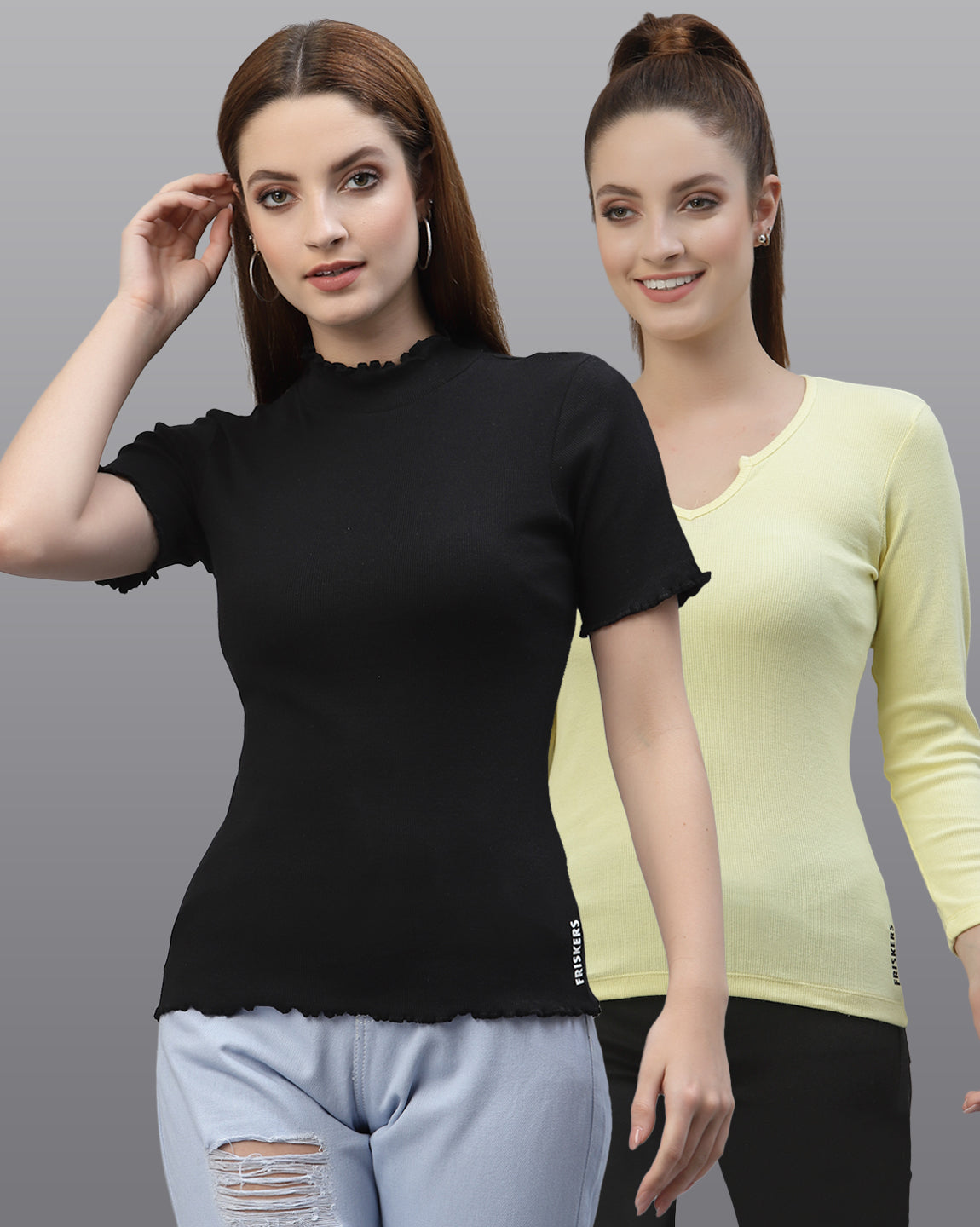 Women Pack Of 2 Cotton Fitted Top - Friskers