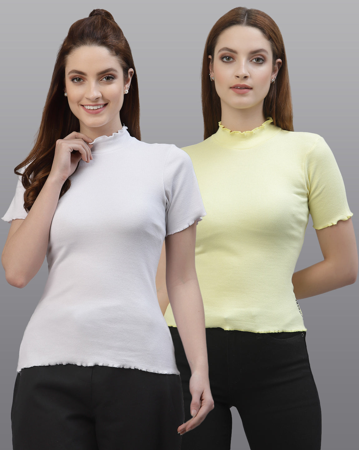 Women Ribbed Pure Cotton Regular Fit Solid Top - Friskers