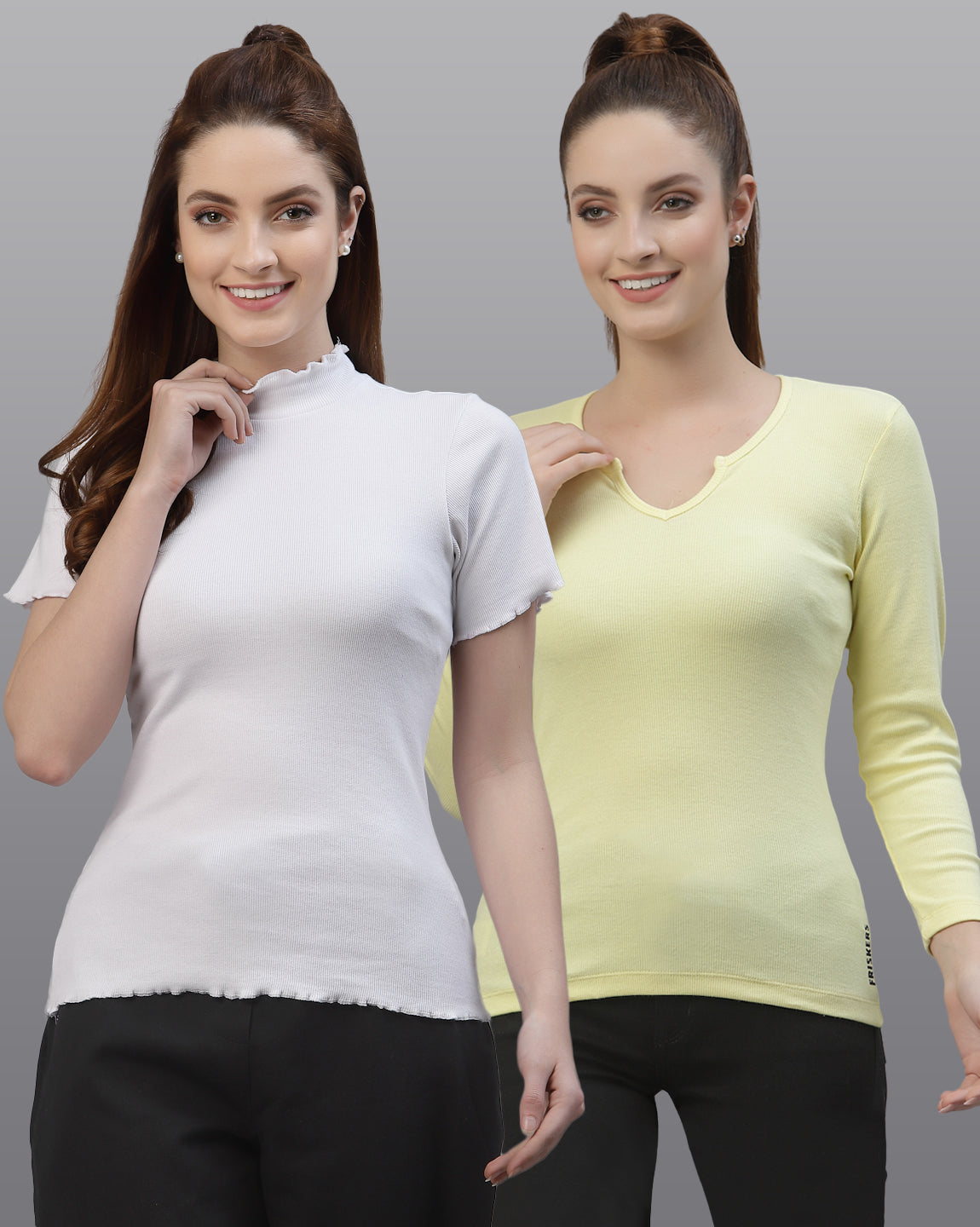 Women Pack Of 2 Cotton Fitted Top - Friskers