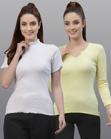 Women Pack Of 2 Cotton Fitted Top - Friskers