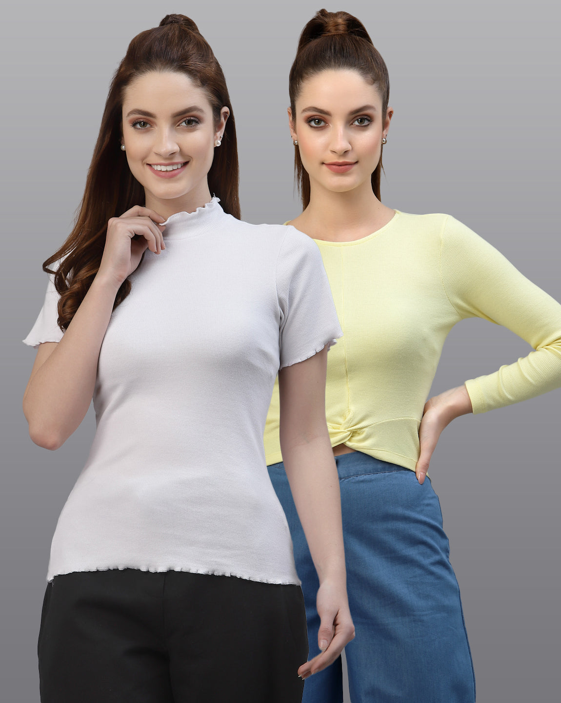 Women Pack Of 2 Ribbed Fitted Top - Friskers