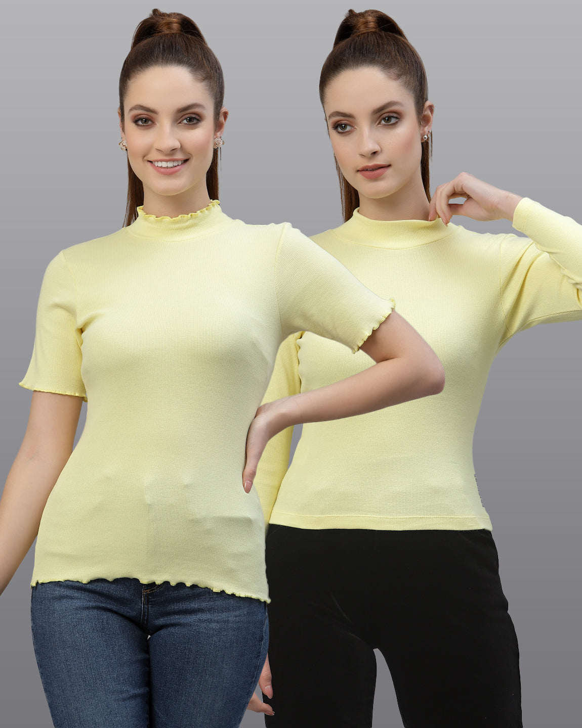 Women Ribbed Sustainable Pure Cotton Solid Top - Friskers
