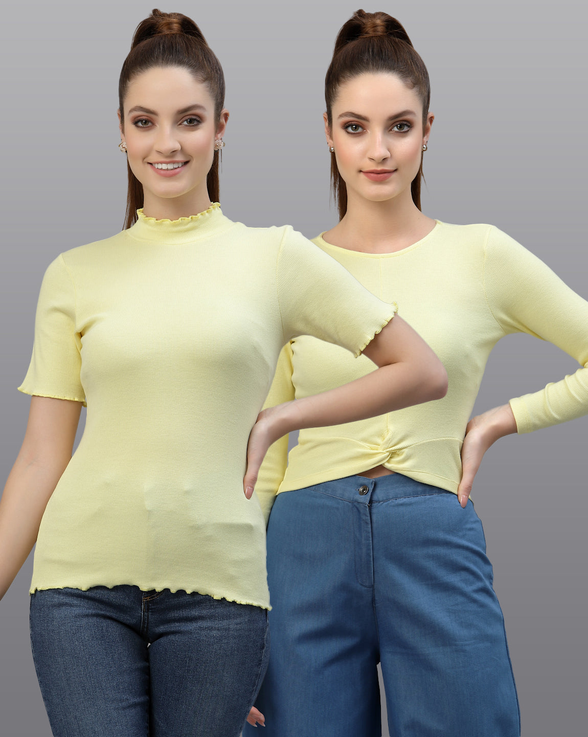Women Pack Of 2 Ribbed Fitted Top - Friskers