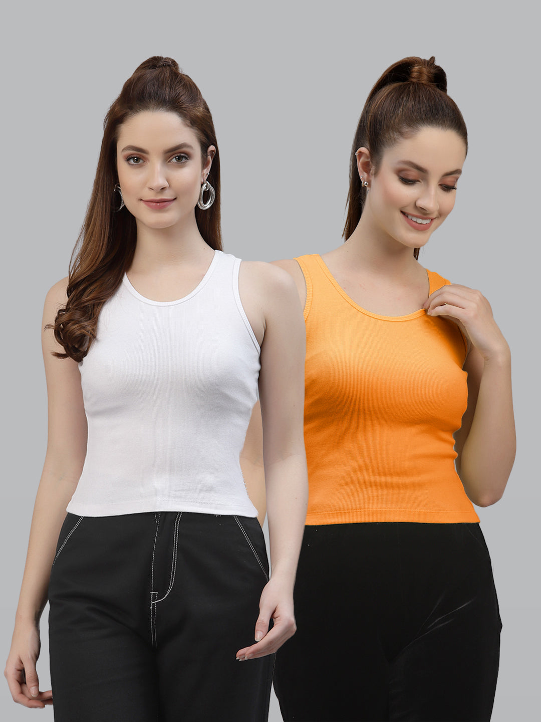 Women Pack Of 2 Solid Crop Top - Friskers
