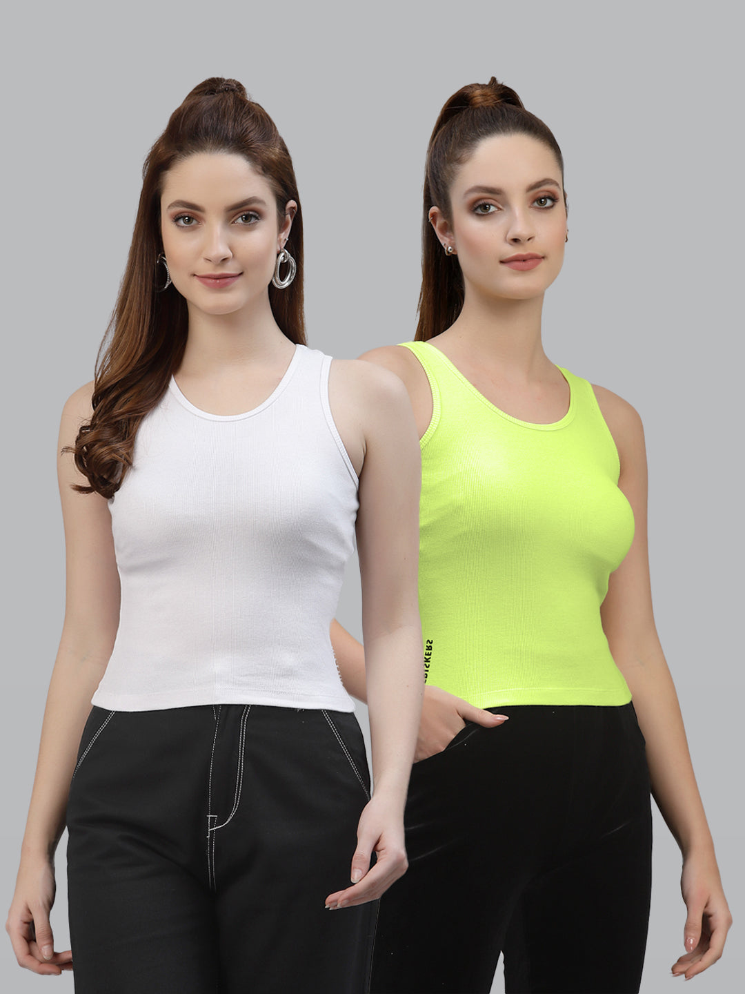 Women Pack Of 2 Solid Crop Top - Friskers