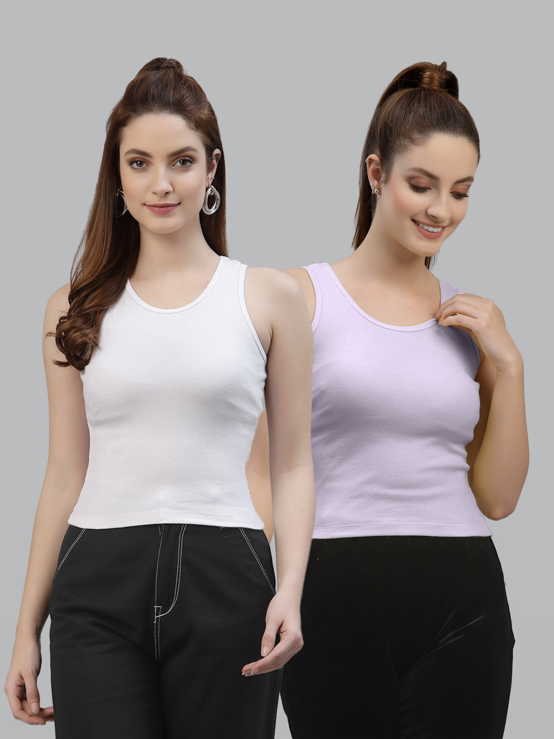 Women Pack Of 2 Solid Crop Top - Friskers