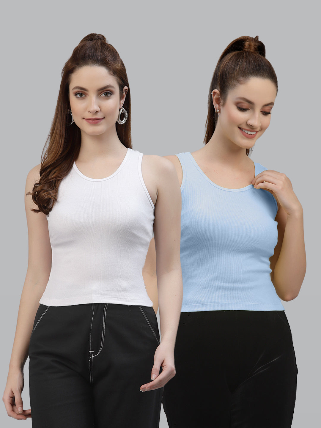 Women Pack Of 2 Solid Crop Top - Friskers