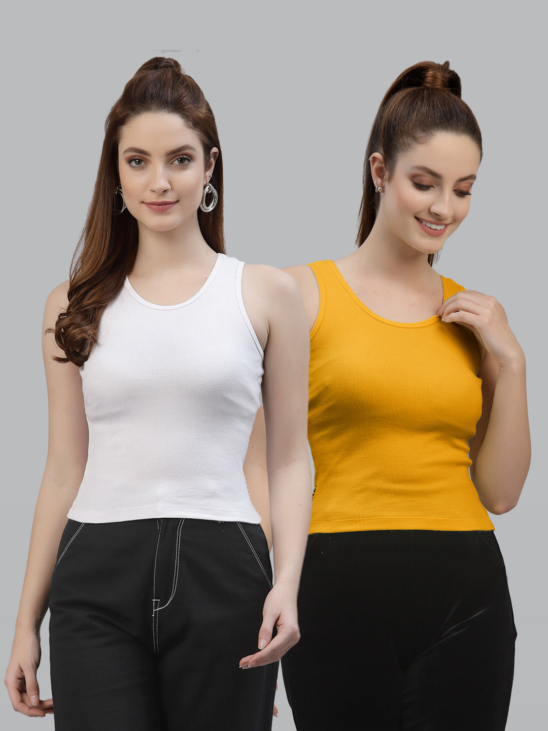 Women Pack Of 2 Solid Crop Top - Friskers