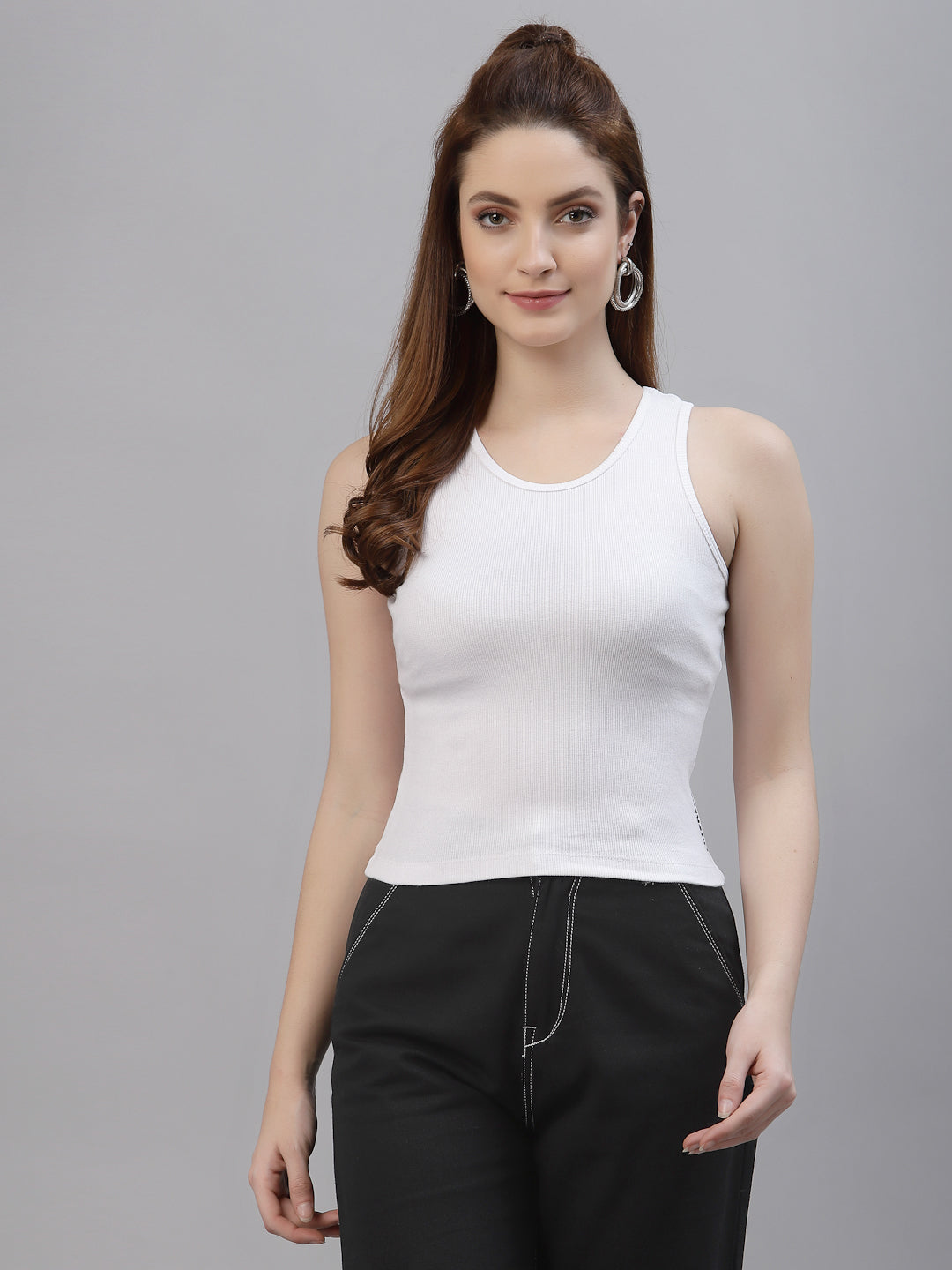 Women Pure Cotton Solid Fitted Crop Top - Friskers