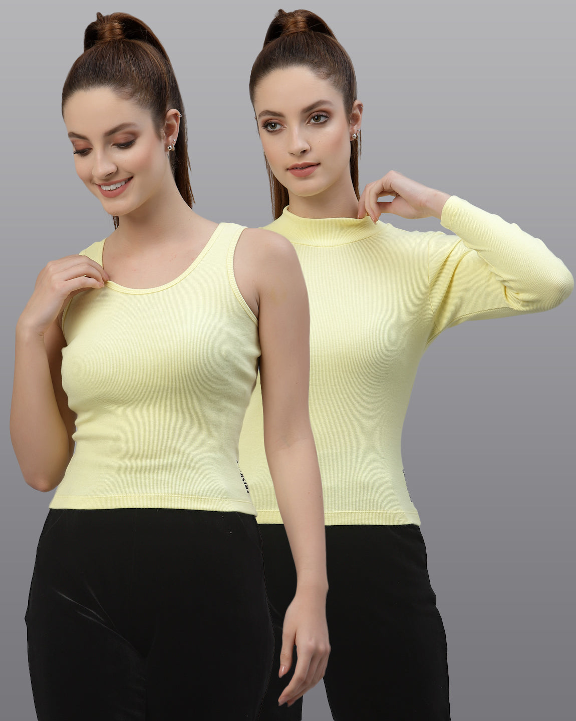 Women Pack Of 2 Slim Fit Pure Cotton Top - Friskers