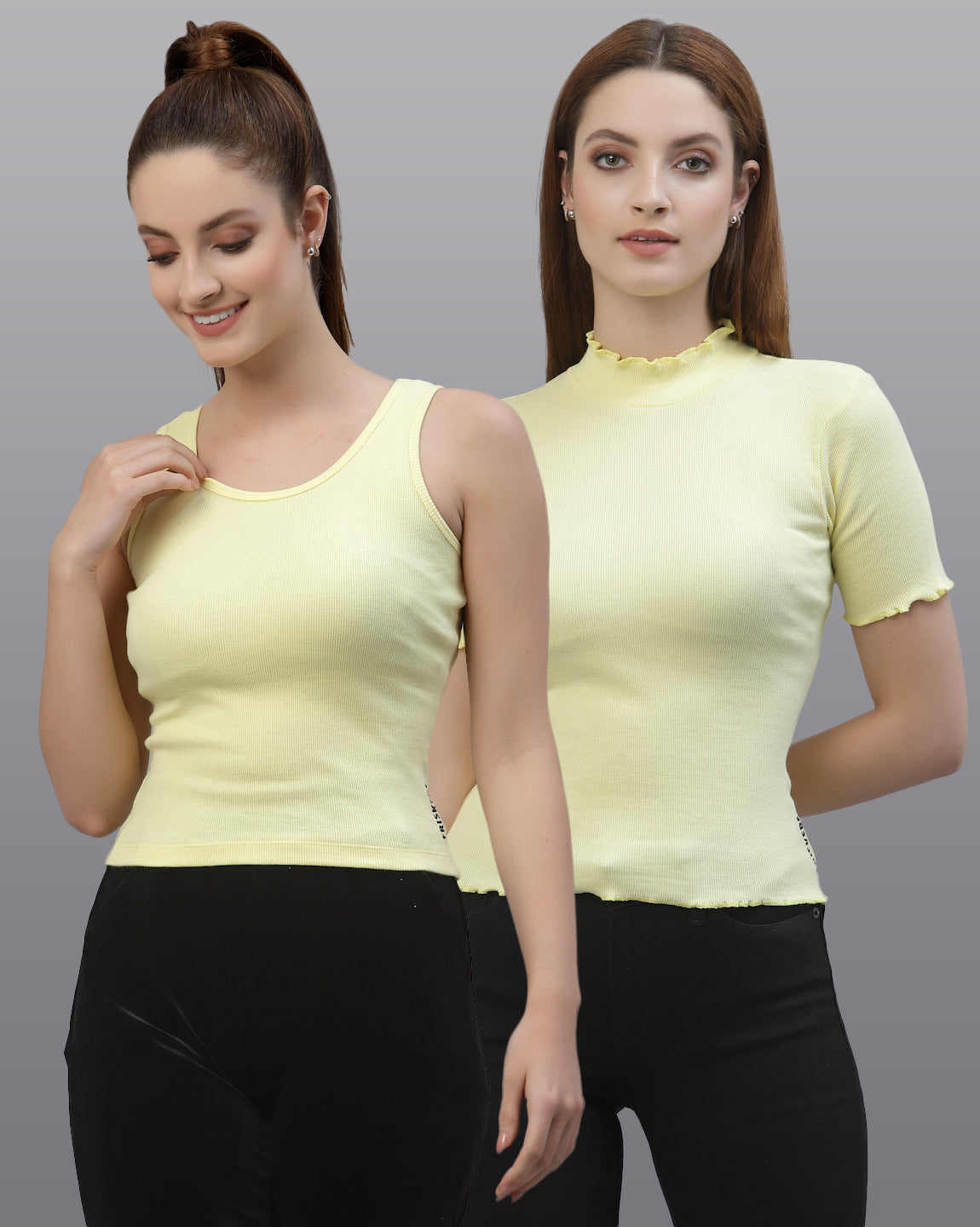 Women Pack Of 2 Slim Fit Pure Cotton Top - Friskers
