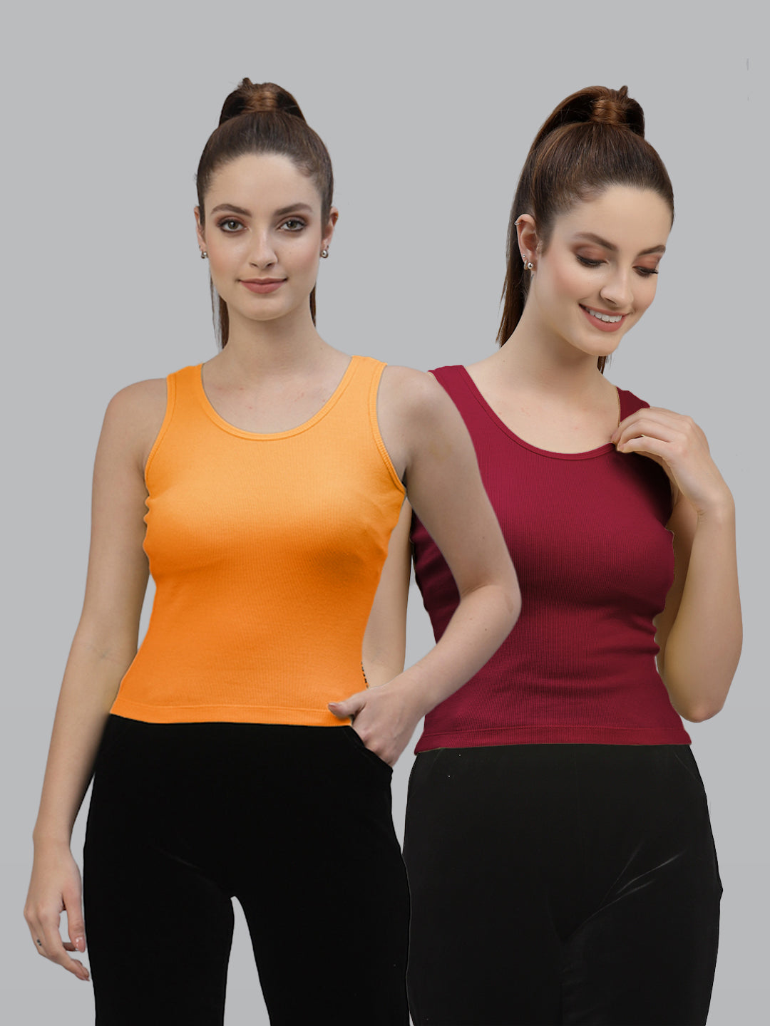 Women Pack Of 2 Green Solid Crop Top - Friskers