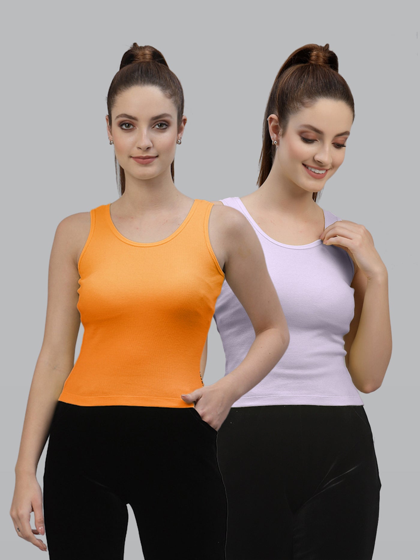 Women Pack Of 2 Green Solid Crop Top - Friskers