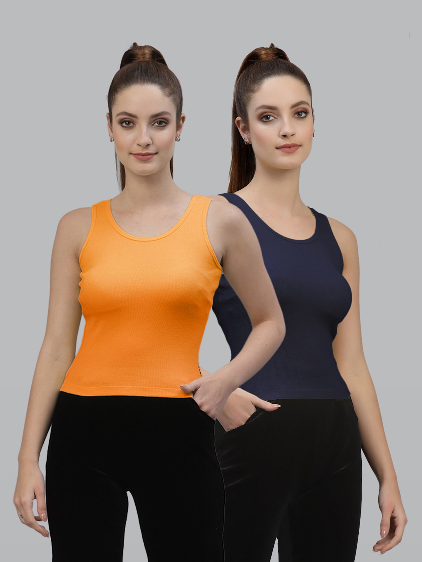 Women Pack Of 2 Green Solid Crop Top - Friskers
