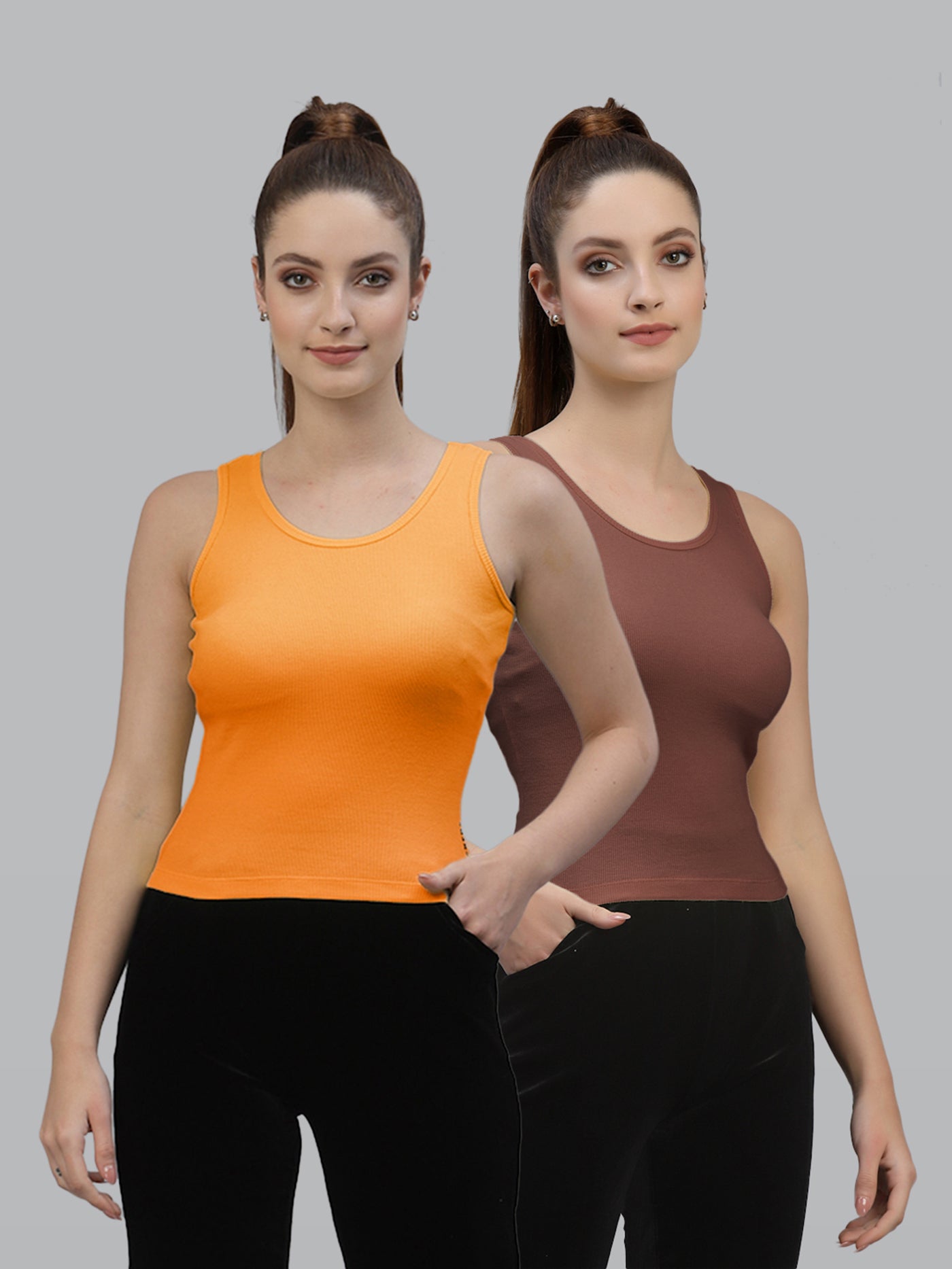 Women Pack Of 2 Green Solid Crop Top - Friskers