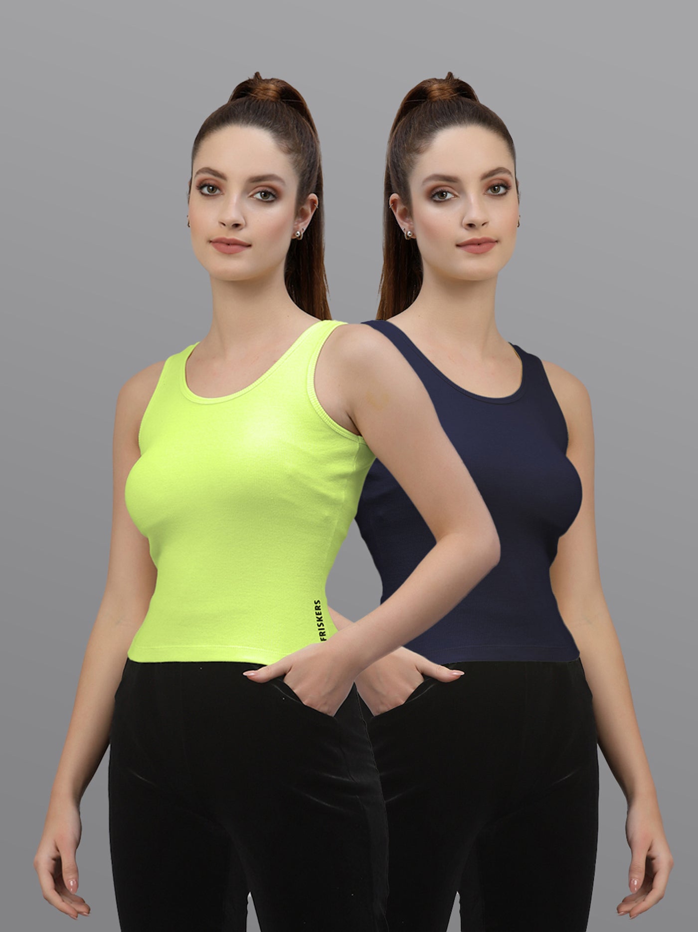 Women Pack Of 2 Solid Crop Top - Friskers