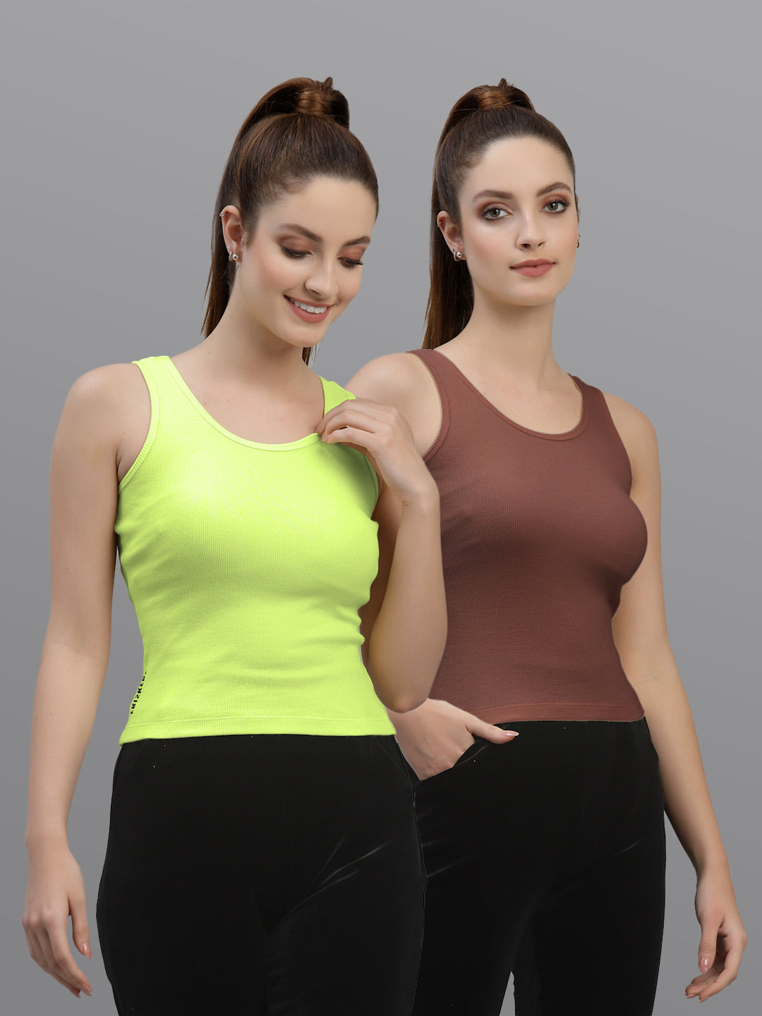 Women Pack Of 2 Solid Crop Top - Friskers