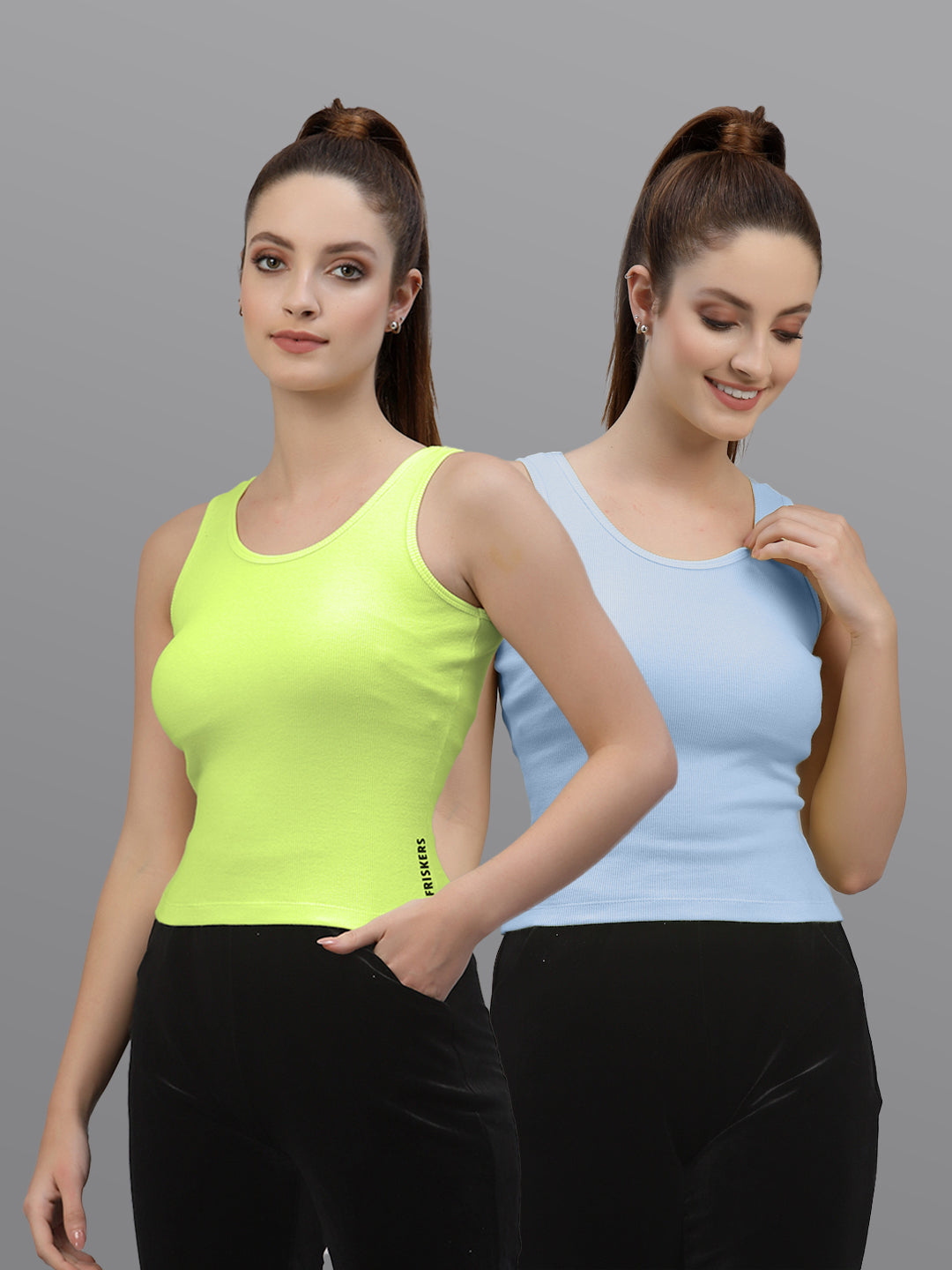 Women Pack Of 2 Solid Crop Top - Friskers